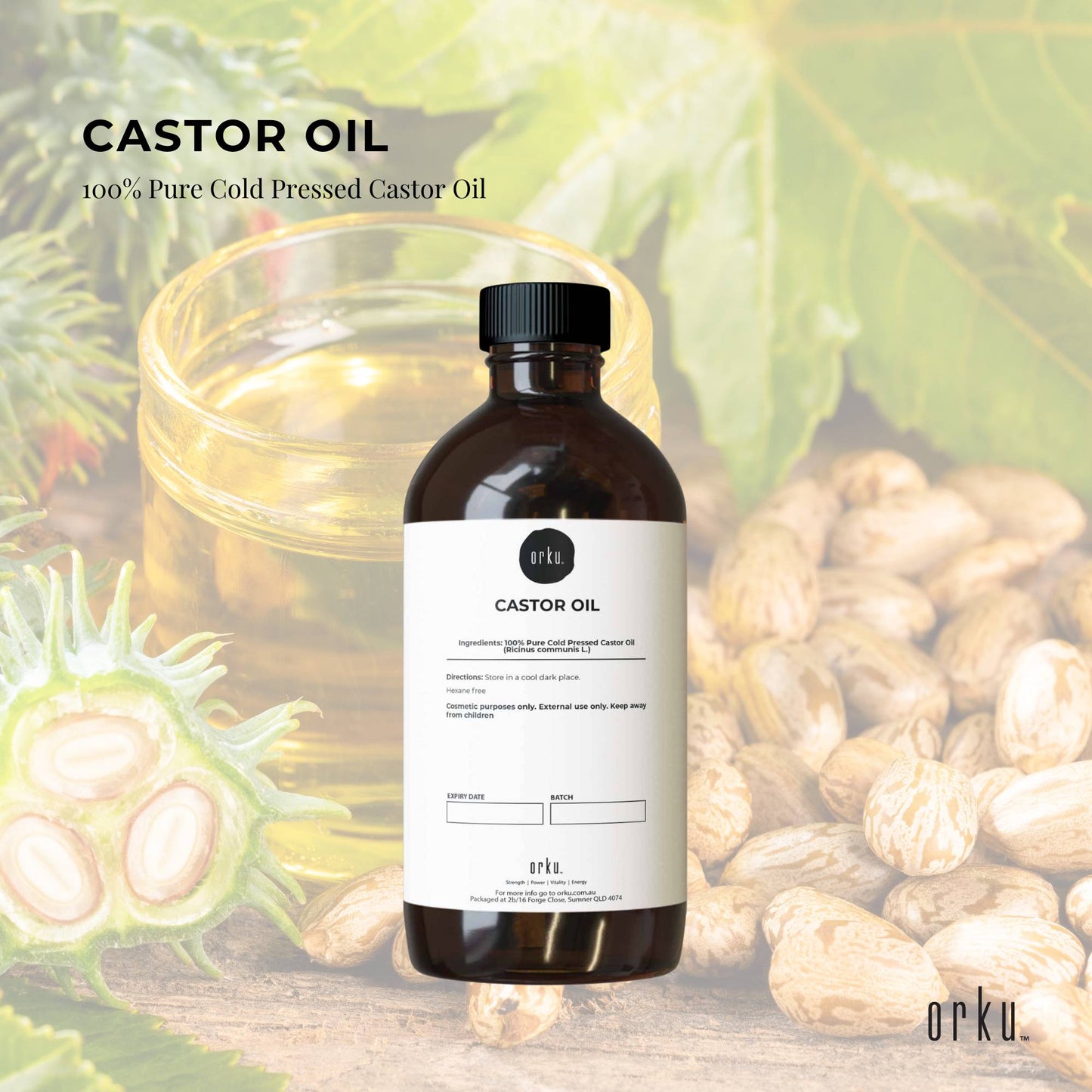 Orku 250ml Castor Oil Cold Pressed Virgin Hexane Free-1