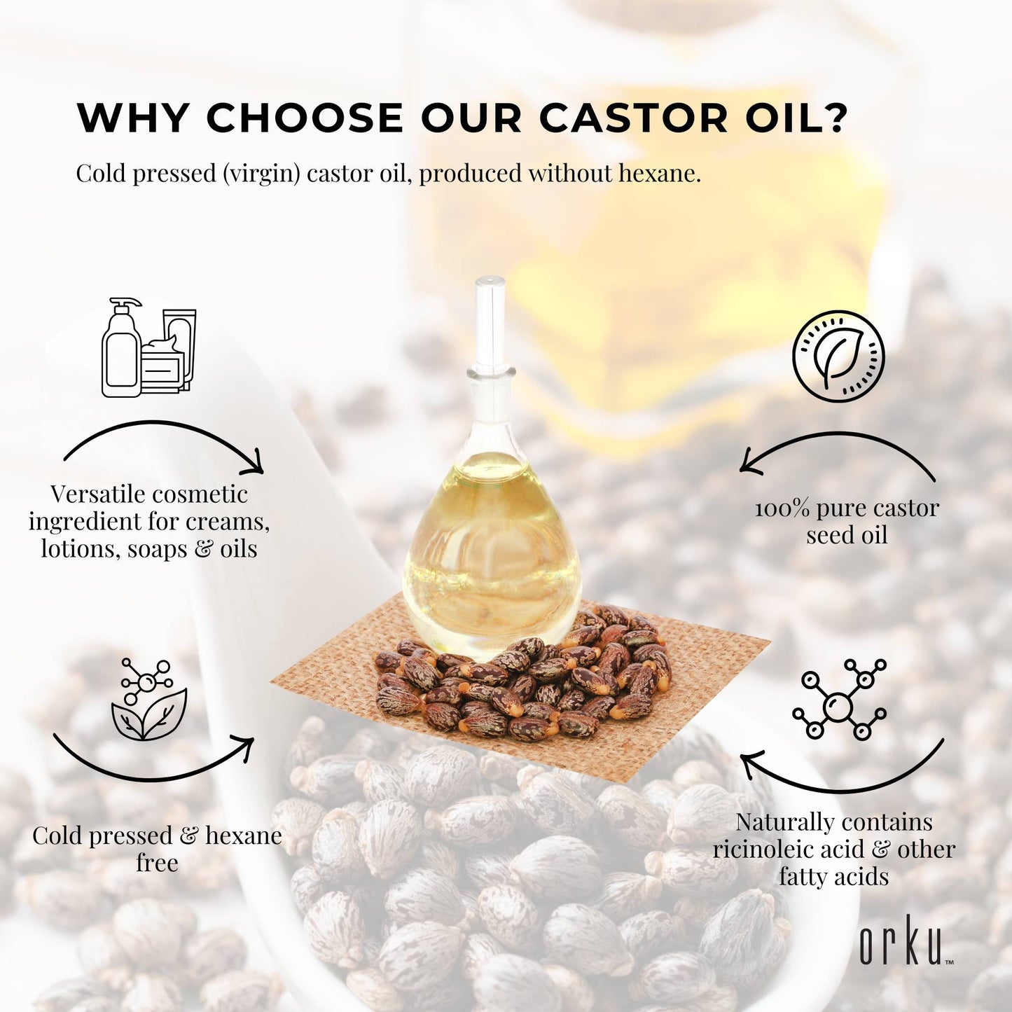 Orku 250ml Castor Oil Cold Pressed Virgin Hexane Free-3