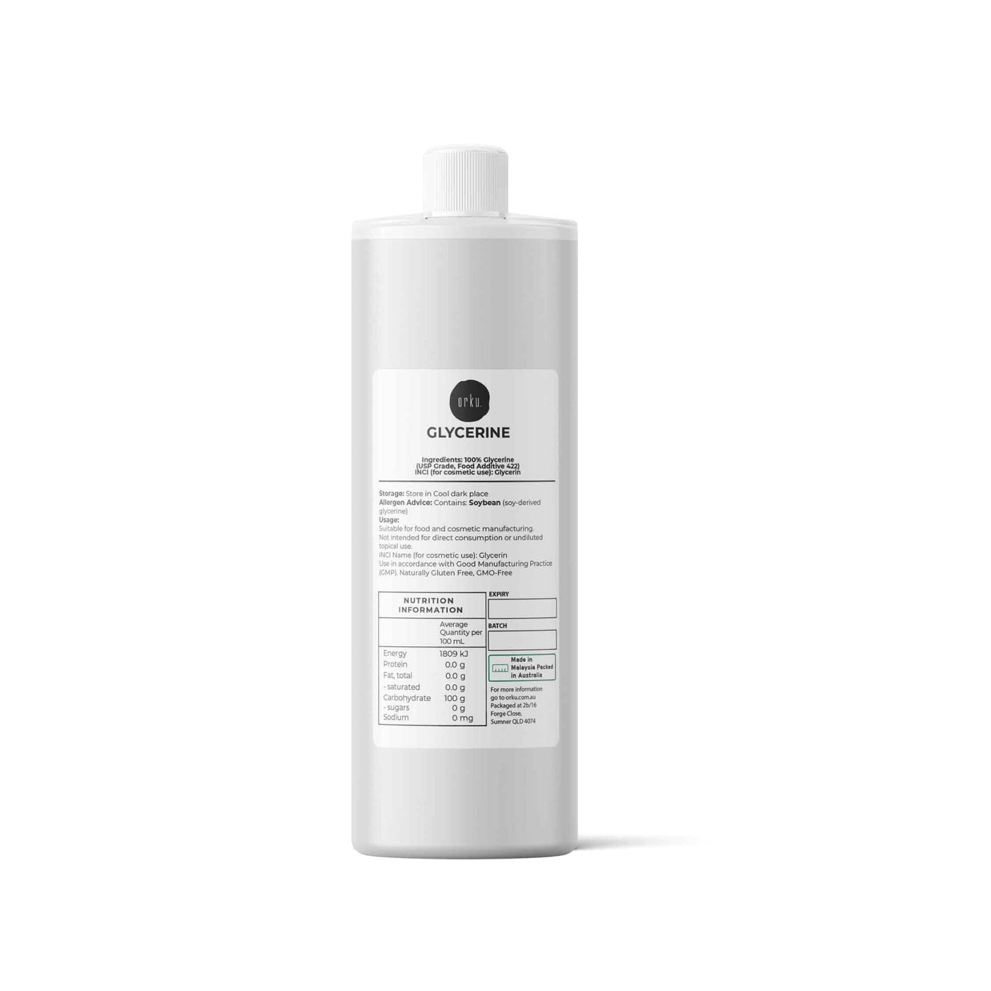 Orku 250ml Glycerine 99.9% Pure USP Food + Cosmetic Grade – Vegetable Glycerol-0