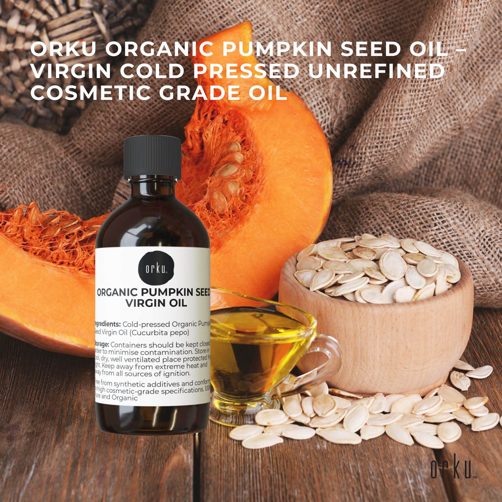 Orku 250ml Organic Pumpkin Seed Virgin Oil Cold Pressed Cosmetic Grade-1