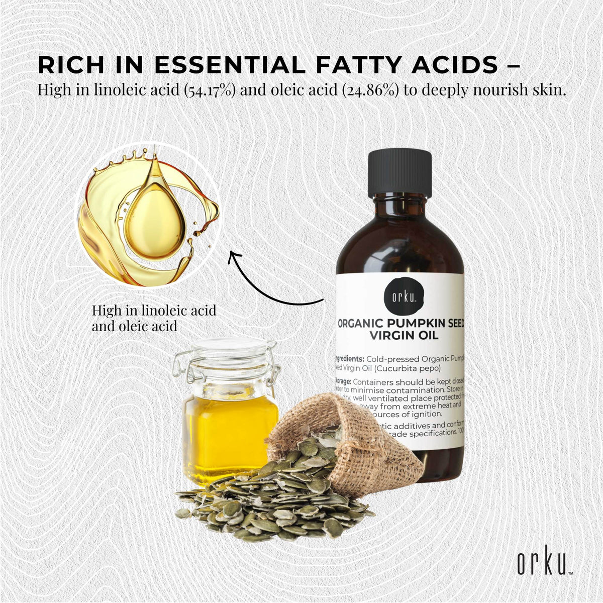 Orku 250ml Organic Pumpkin Seed Virgin Oil Cold Pressed Cosmetic Grade-3