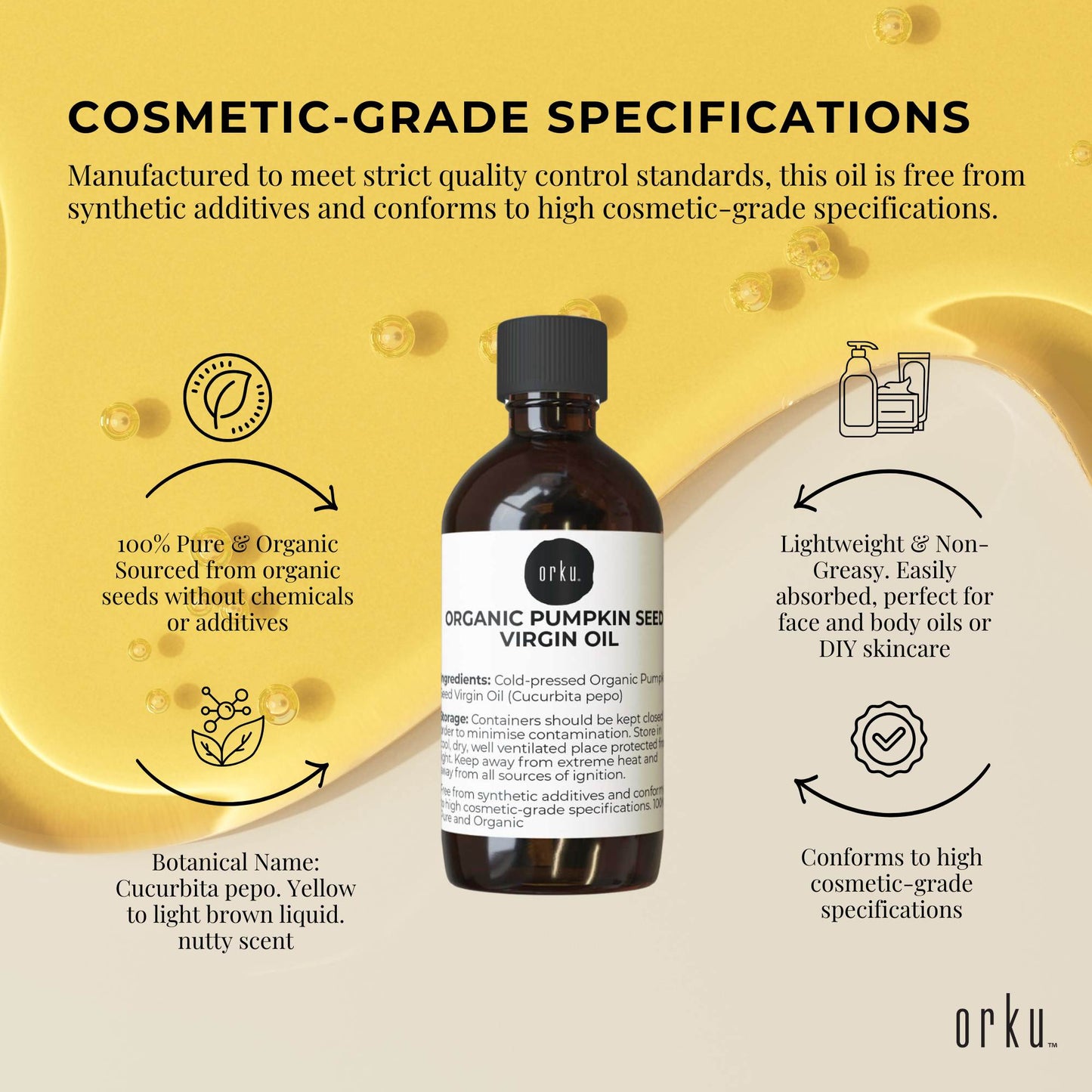Orku 250ml Organic Pumpkin Seed Virgin Oil Cold Pressed Cosmetic Grade-4