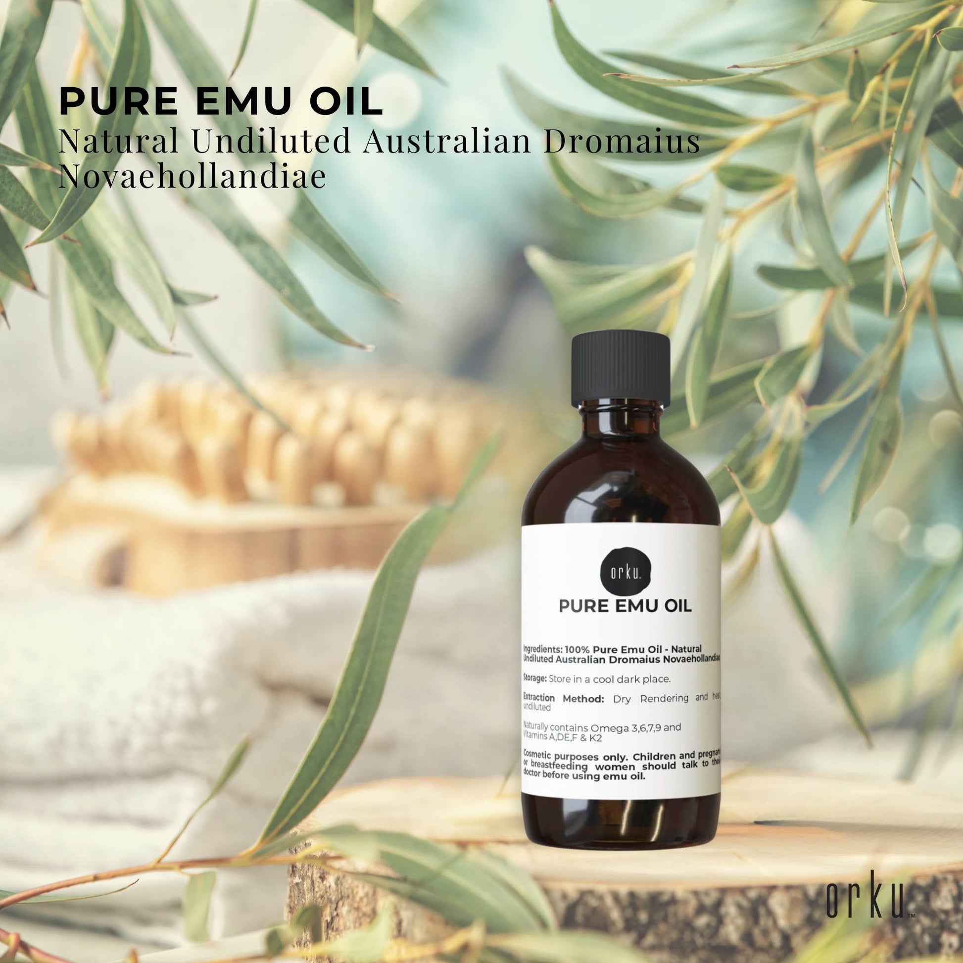 Orku 250ml Pure Emu Oil - Natural Undiluted Australian Dromaius Novaehollandiae-1
