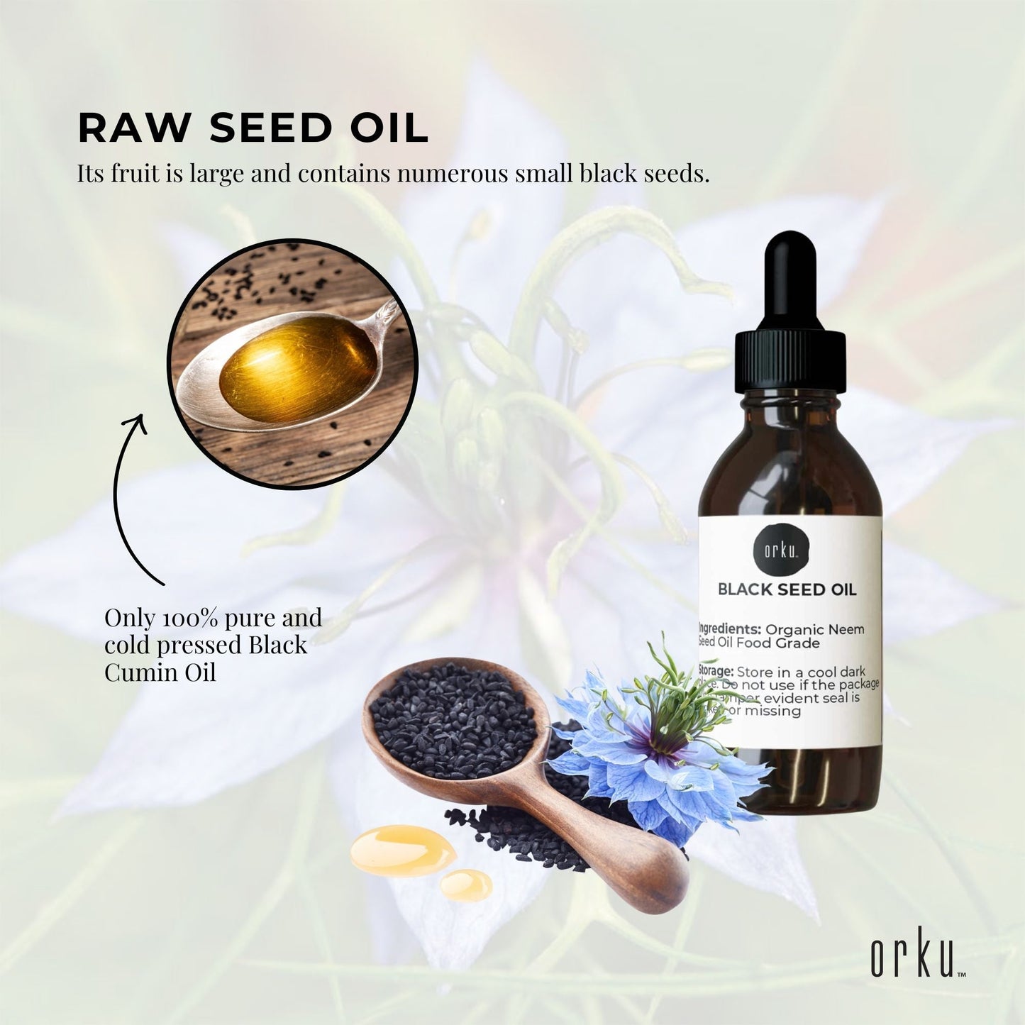 Orku 25ml Pure Black Seed Oil Cold Pressed 100% Ethiopian Nigella Sativa Cumin-3