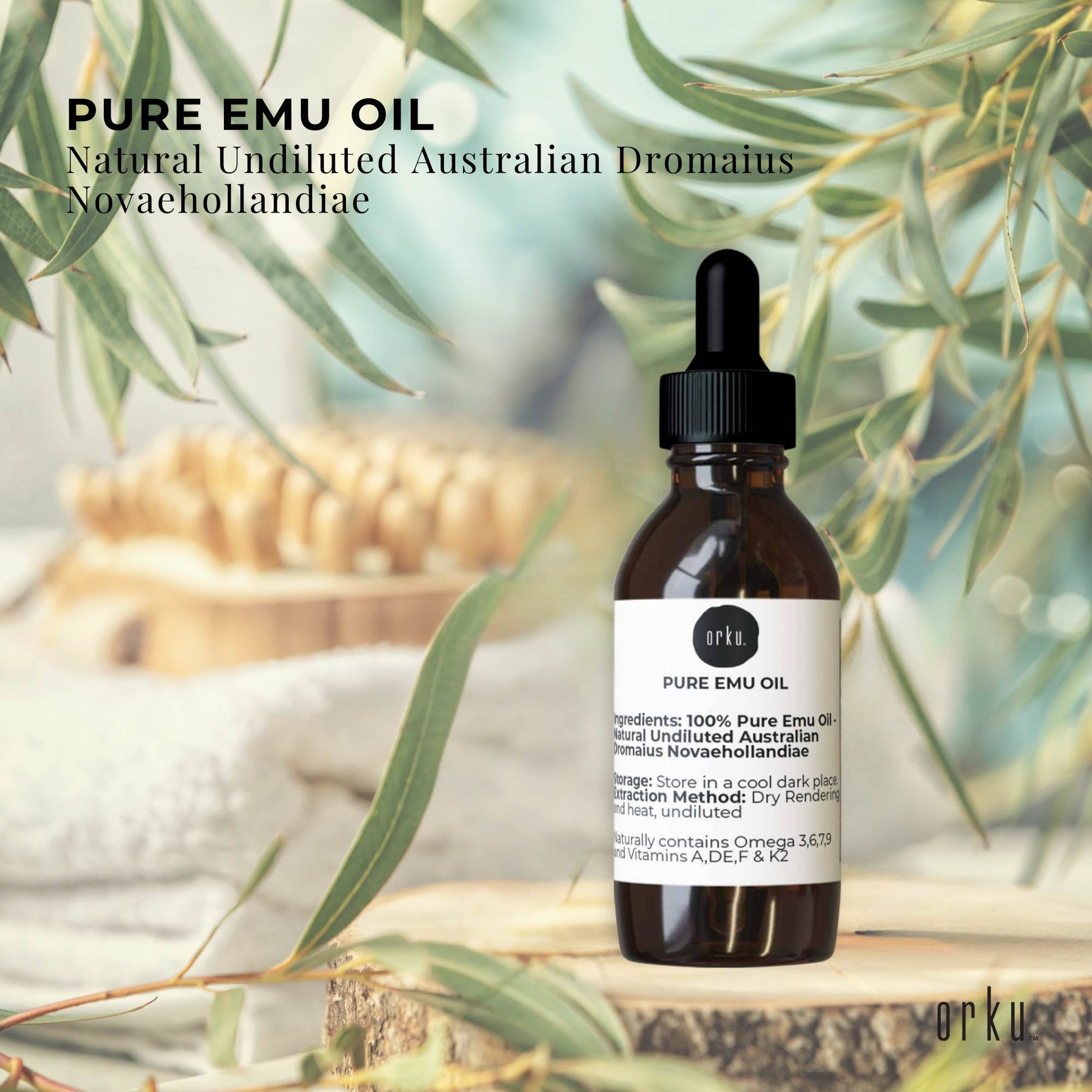 Orku 25ml Pure Emu Oil with Dropper - Undiluted Natural Dromaius Novaehollandiae-1
