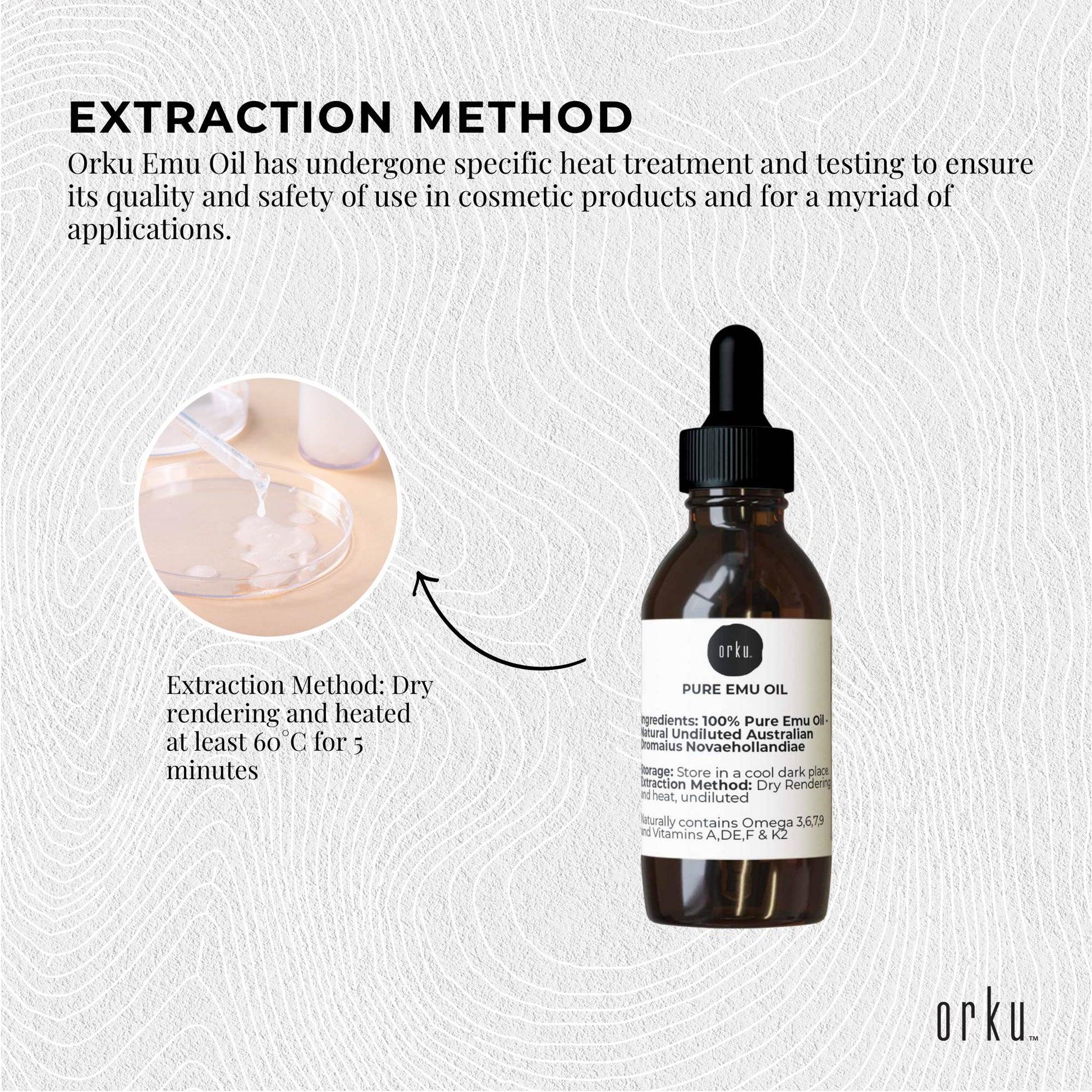 Orku 25ml Pure Emu Oil with Dropper - Undiluted Natural Dromaius Novaehollandiae-3