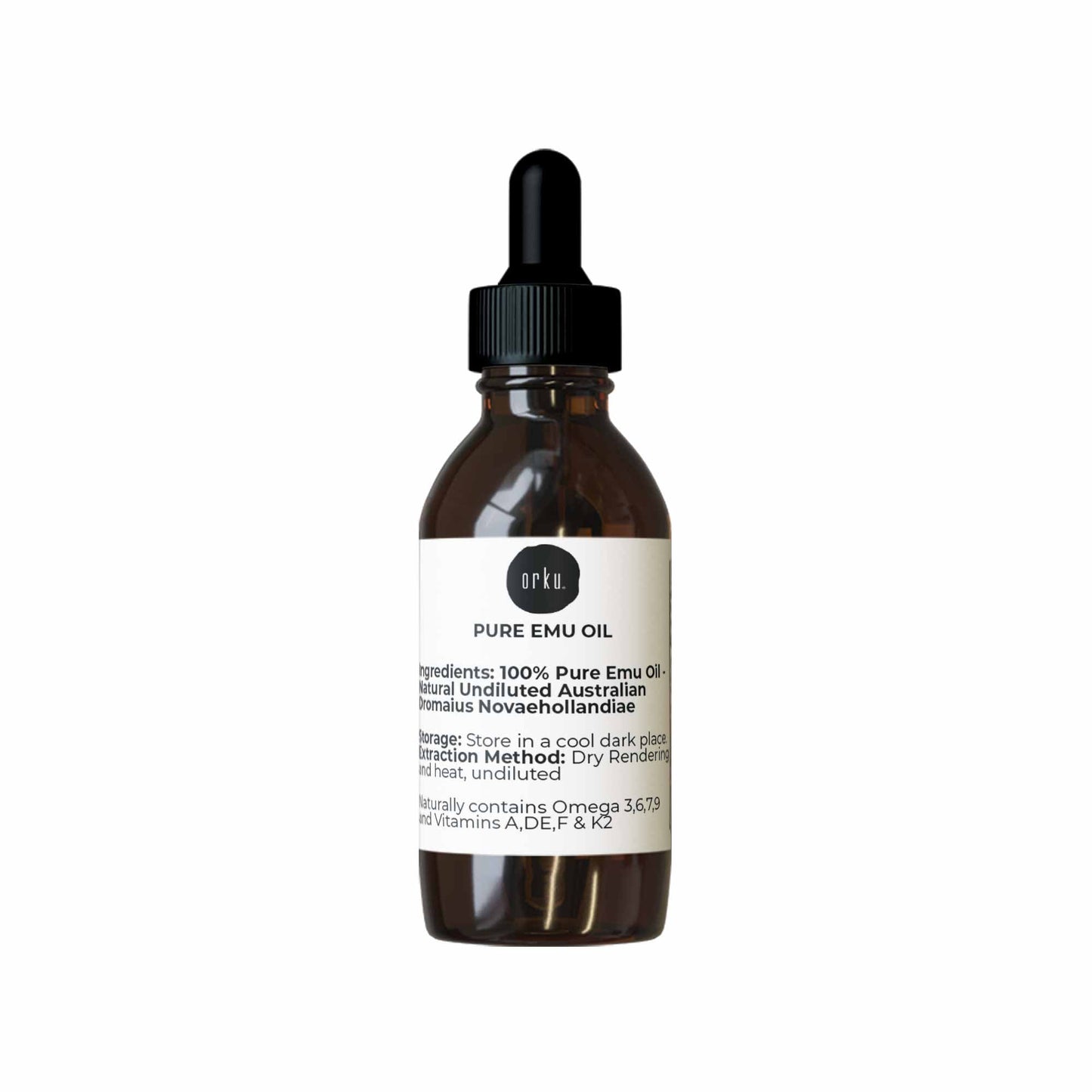 Orku 25ml Pure Emu Oil with Dropper - Undiluted Natural Dromaius Novaehollandiae-0