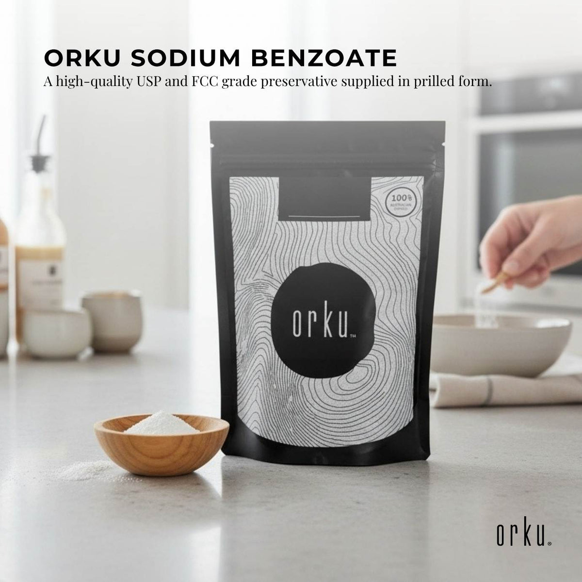 Orku 2Kg Sodium Benzoate USP/FCC Grade Prills – E211 Preservative CAS 532-32-1-1