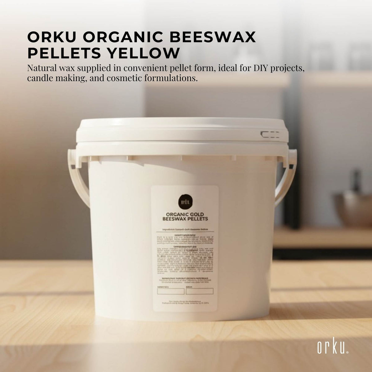 Orku 2.5Kg Organic Beeswax Pellets Yellow Tub - Cosmetic Grade Bees Wax Pastille-2