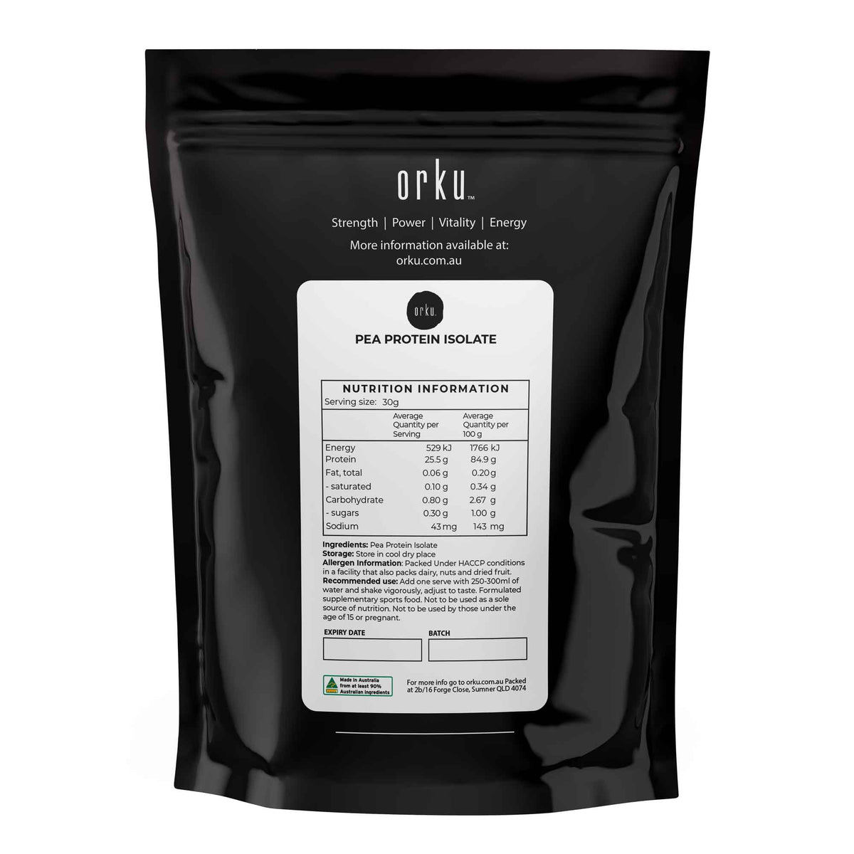 Orku 2kg Pea Protein Isolate Powder - High Protein Plant Based Unsweetened-1