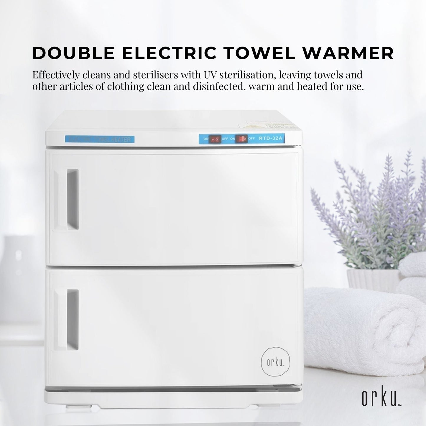 Orku 32L White UV Electric Towel Warmer Steriliser Cabinet Salon Heat Sanitiser-1