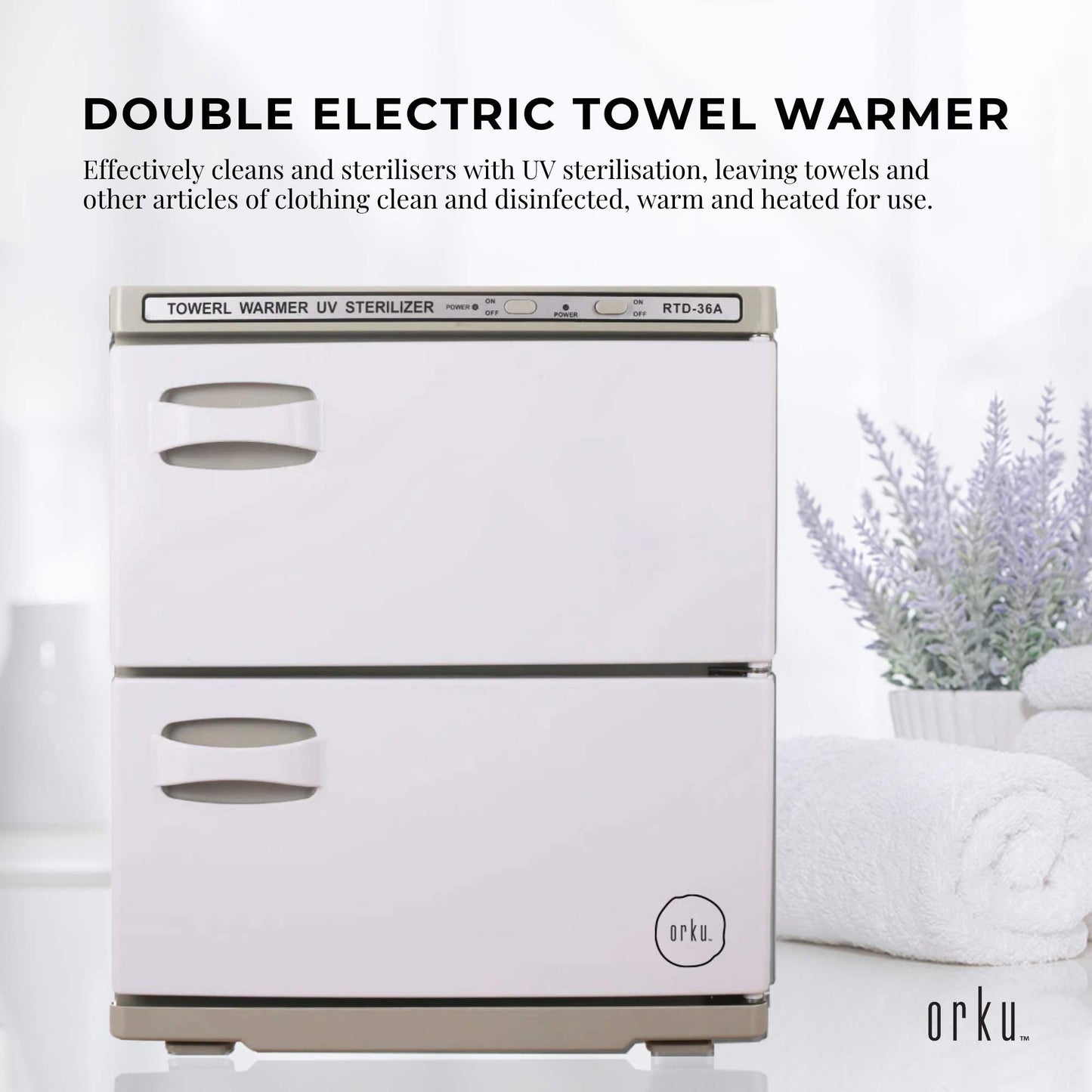 Orku 36L White UV Electric Towel Warmer Steriliser Cabinet Salon Heat Sanitiser-1