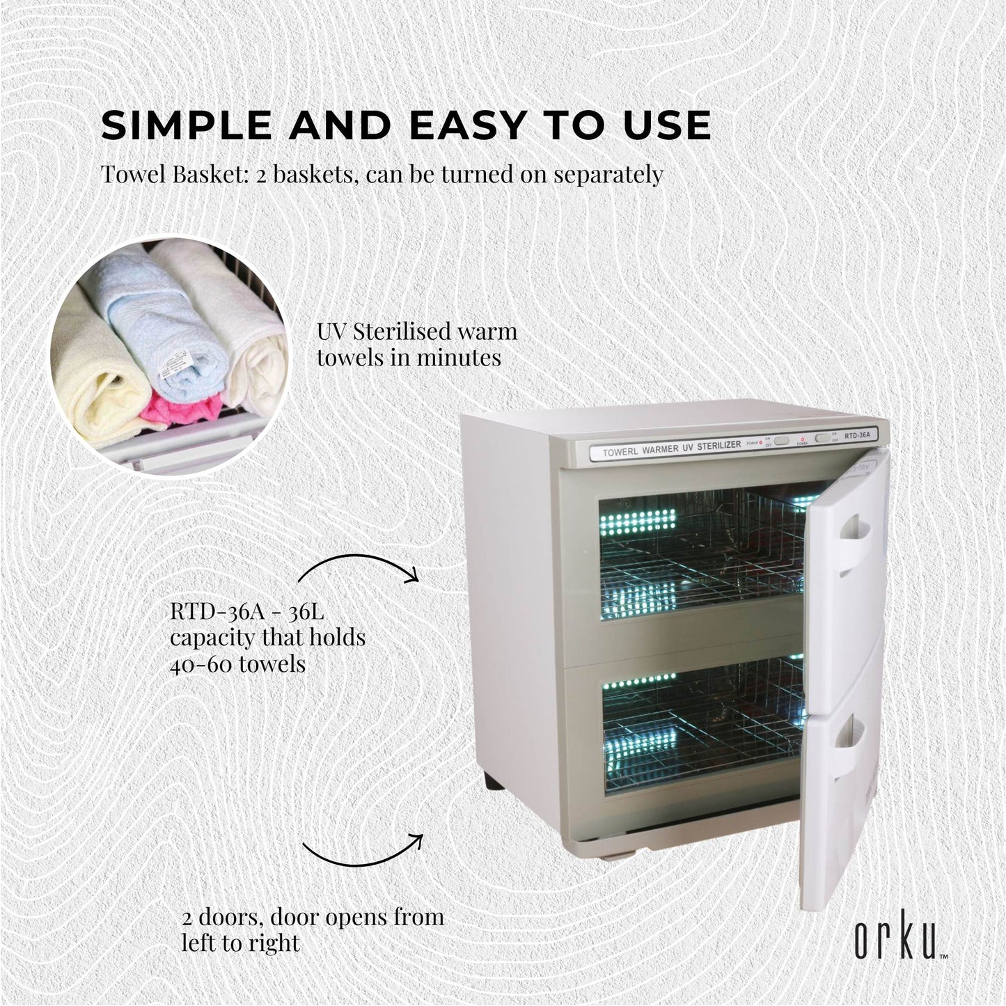 Orku 36L White UV Electric Towel Warmer Steriliser Cabinet Salon Heat Sanitiser-4