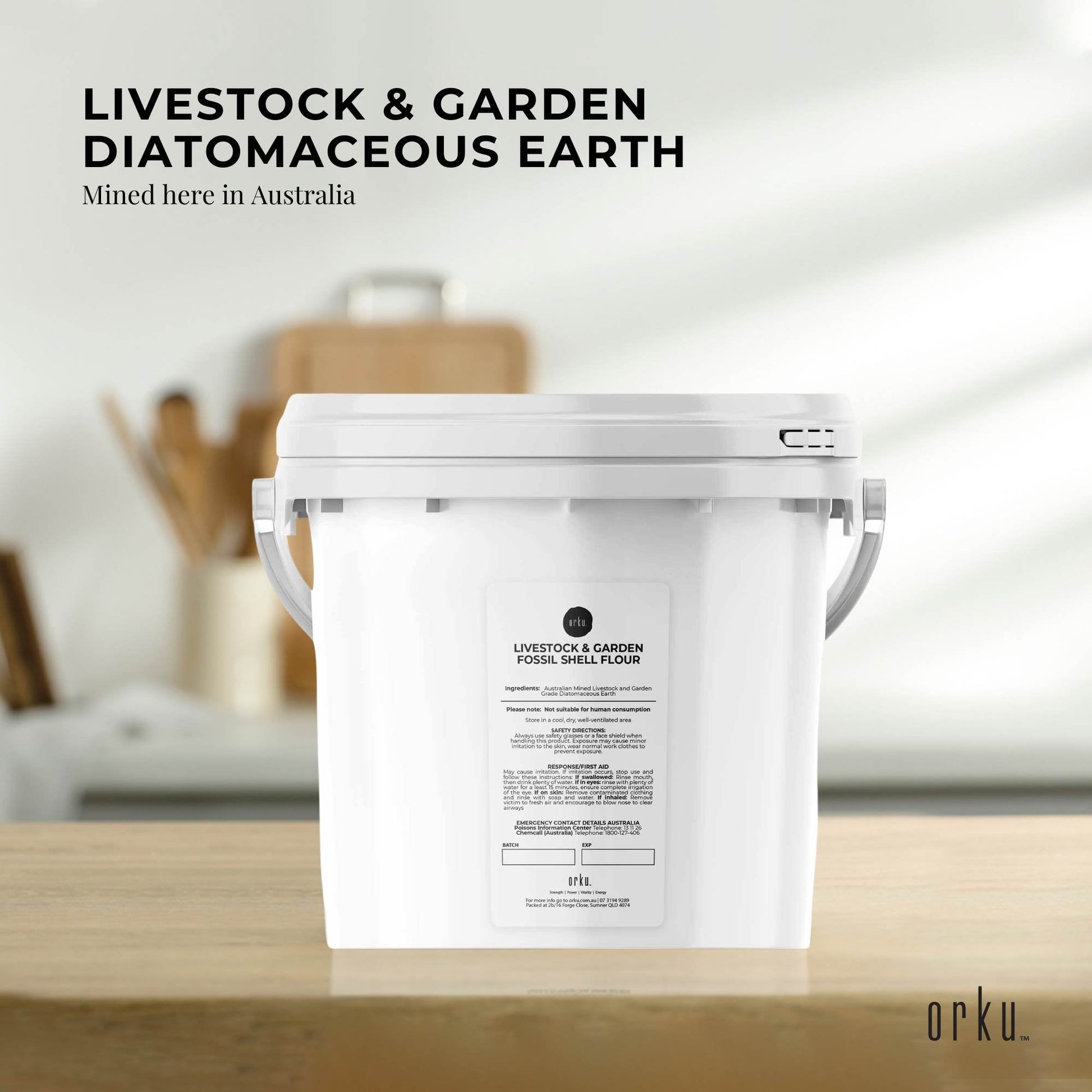 Orku 3Kg Fossil Shell Flour Tub - Livestock Garden Diatomaceous Earth-1