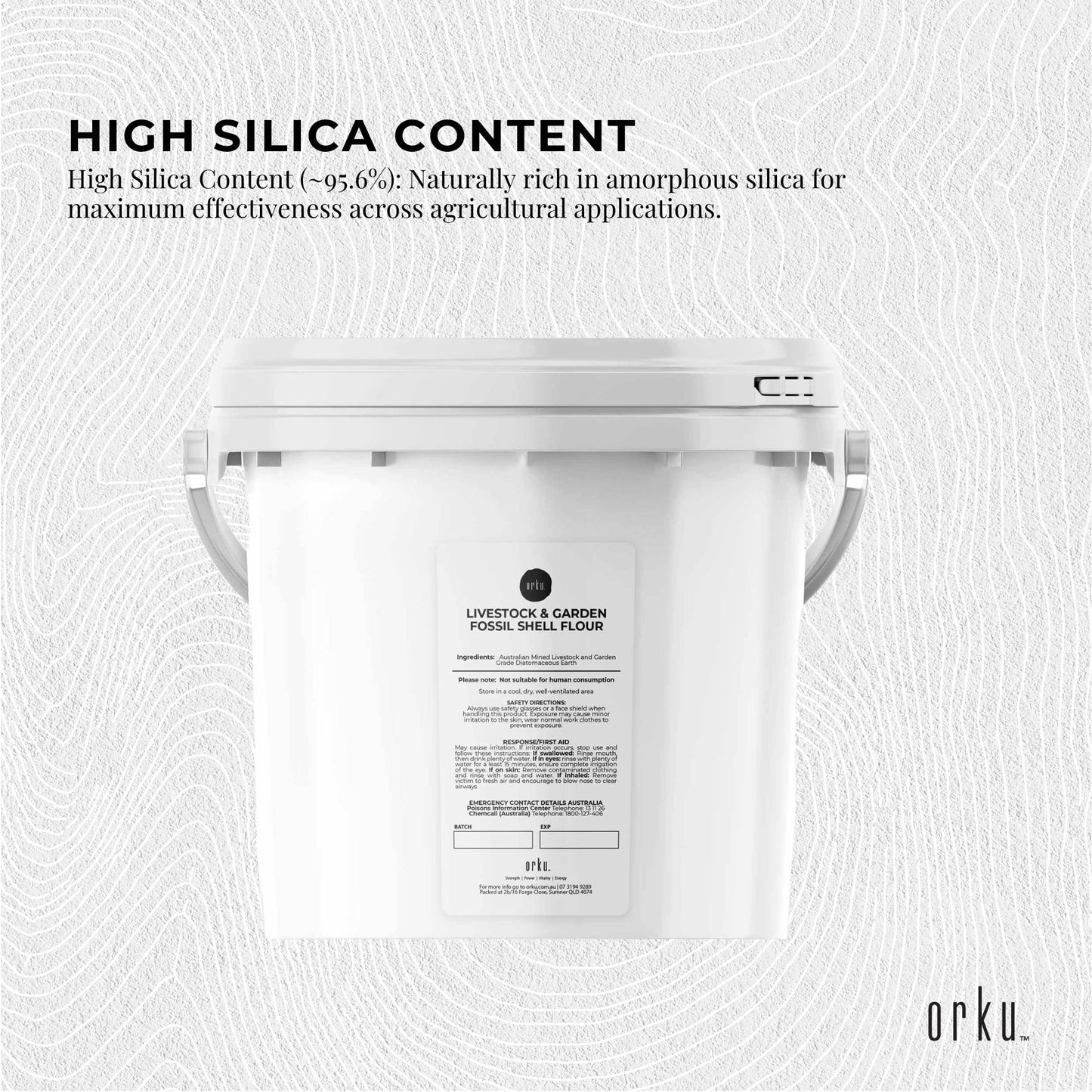Orku 3Kg Fossil Shell Flour Tub - Livestock Garden Diatomaceous Earth-3