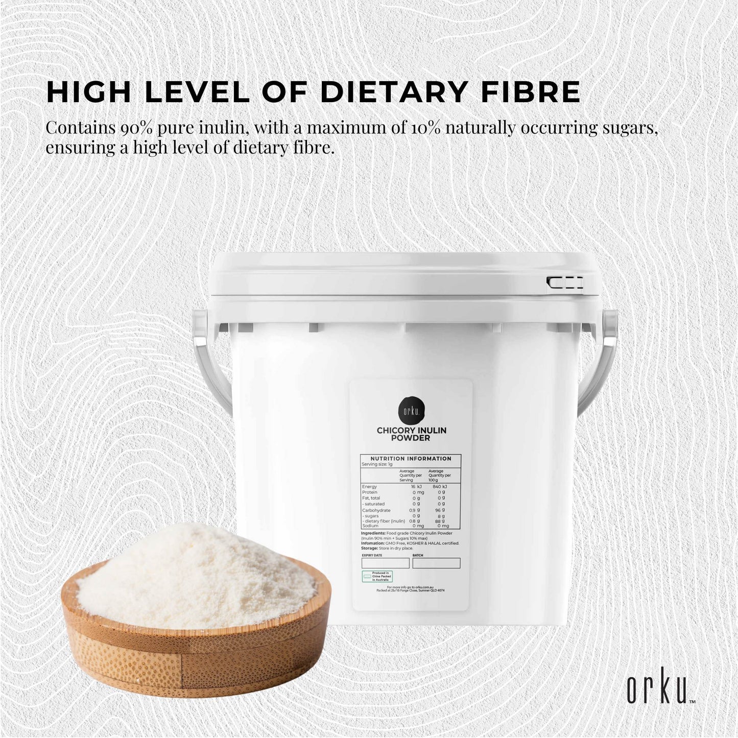 Orku 3.5Kg Chicory Root Inulin Powder Tub - Unflavoured Natural Prebiotic Fibre-2