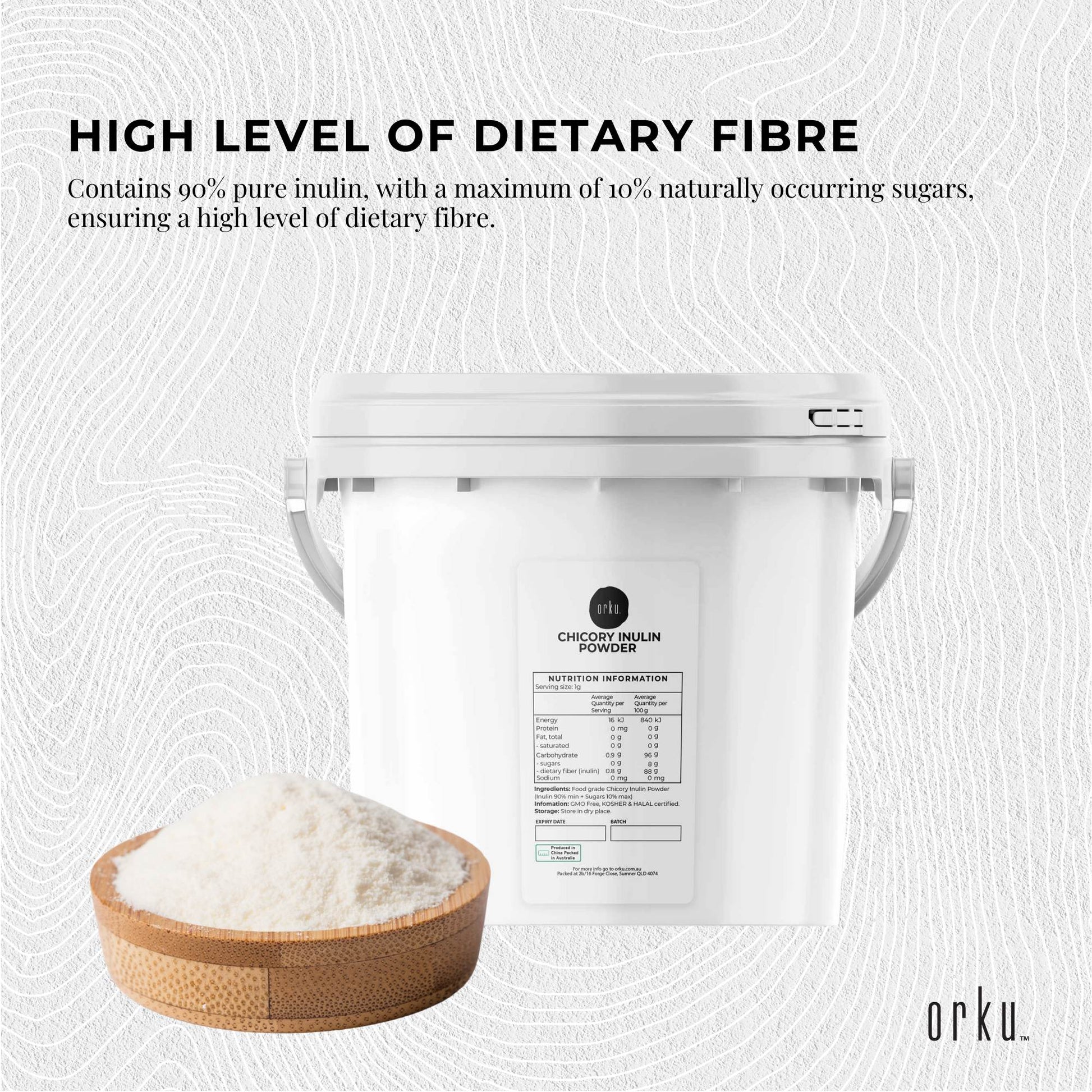 Orku 3.5Kg Chicory Root Inulin Powder Tub - Unflavoured Natural Prebiotic Fibre-2