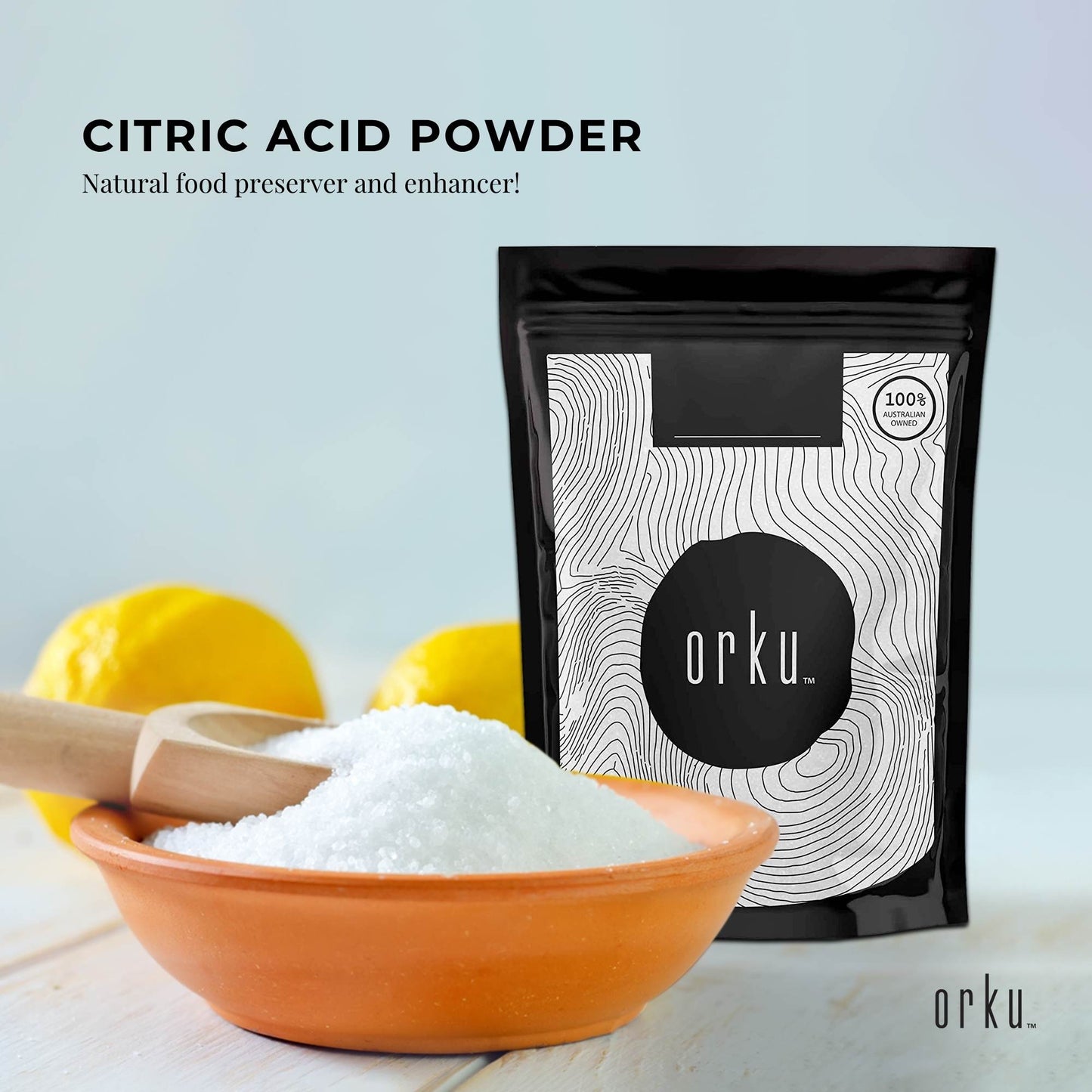 Orku 400g Citric Acid Powder - Food Grade Non GMO Anhydrous Preservative E330-1
