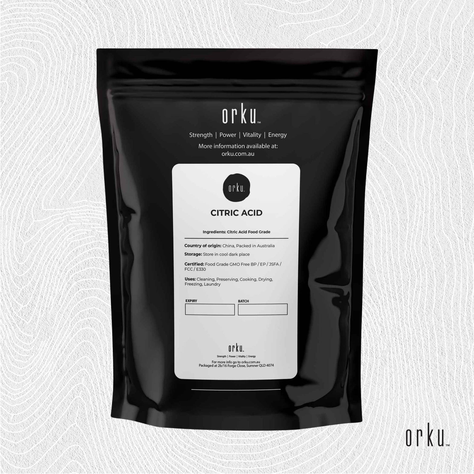 Orku 400g Citric Acid Powder - Food Grade Non GMO Anhydrous Preservative E330-2