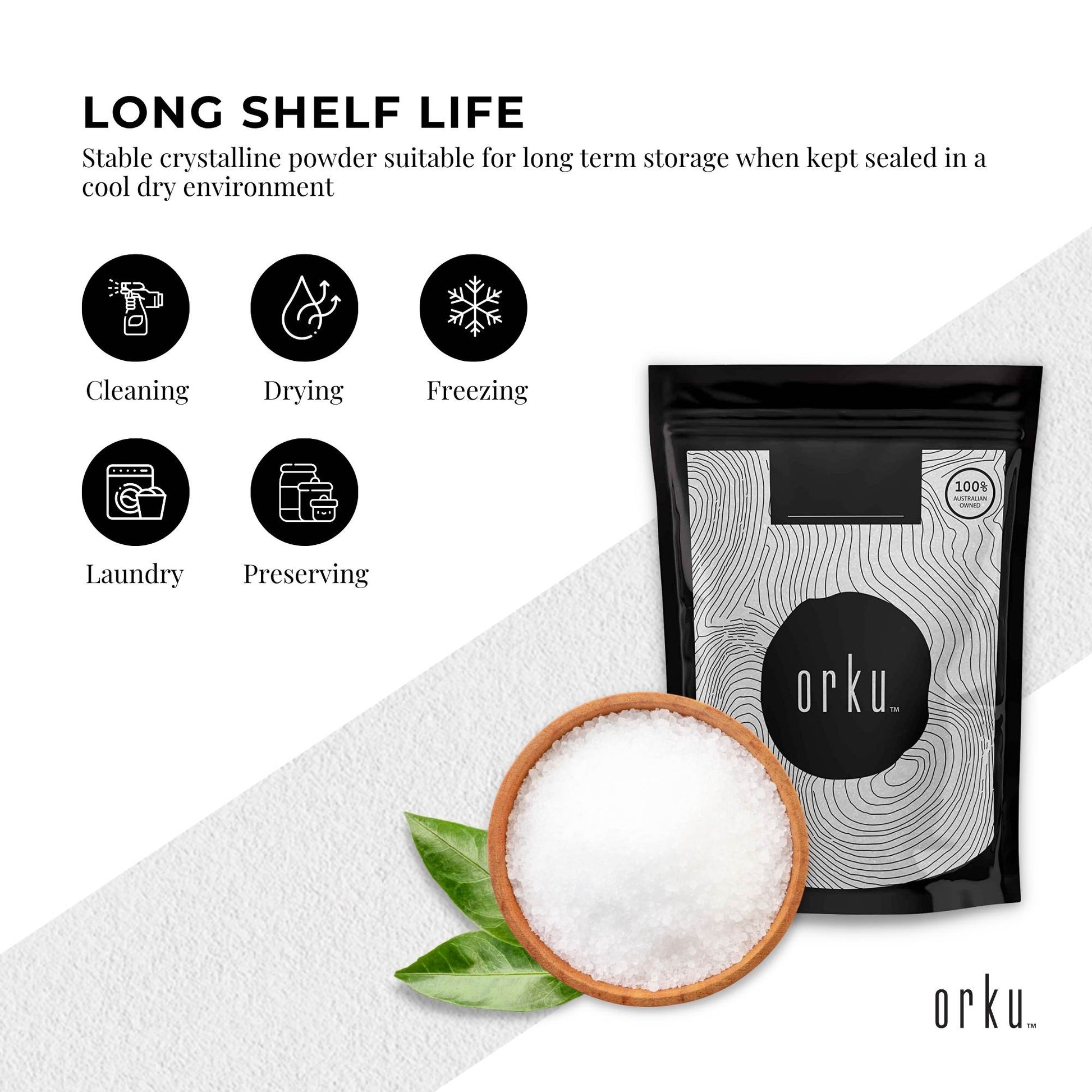 Orku 400g Citric Acid Powder - Food Grade Non GMO Anhydrous Preservative E330-4