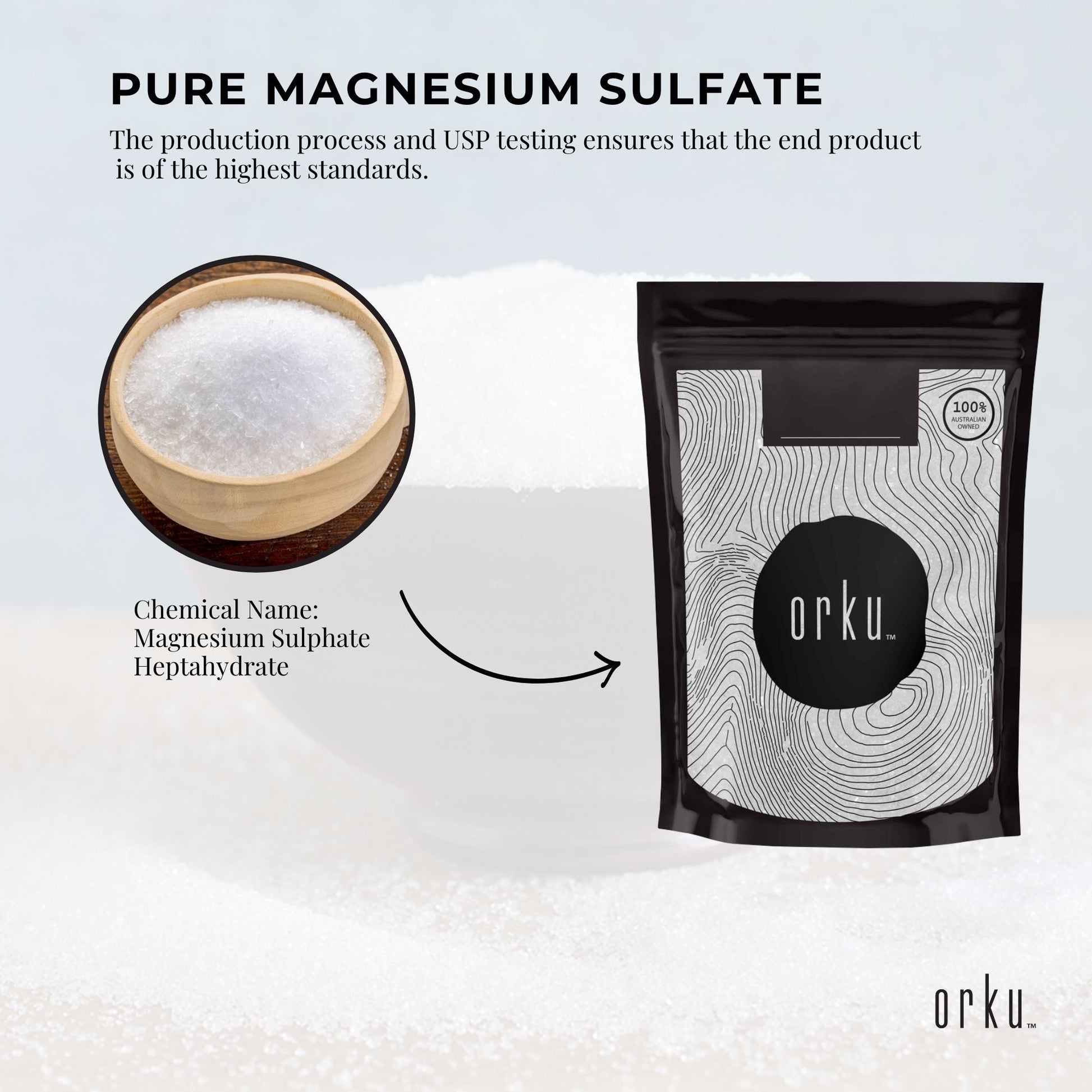 Orku 400g Epsom Salt - USP Grade Magnesium Sulfate Body Bath Salts-3