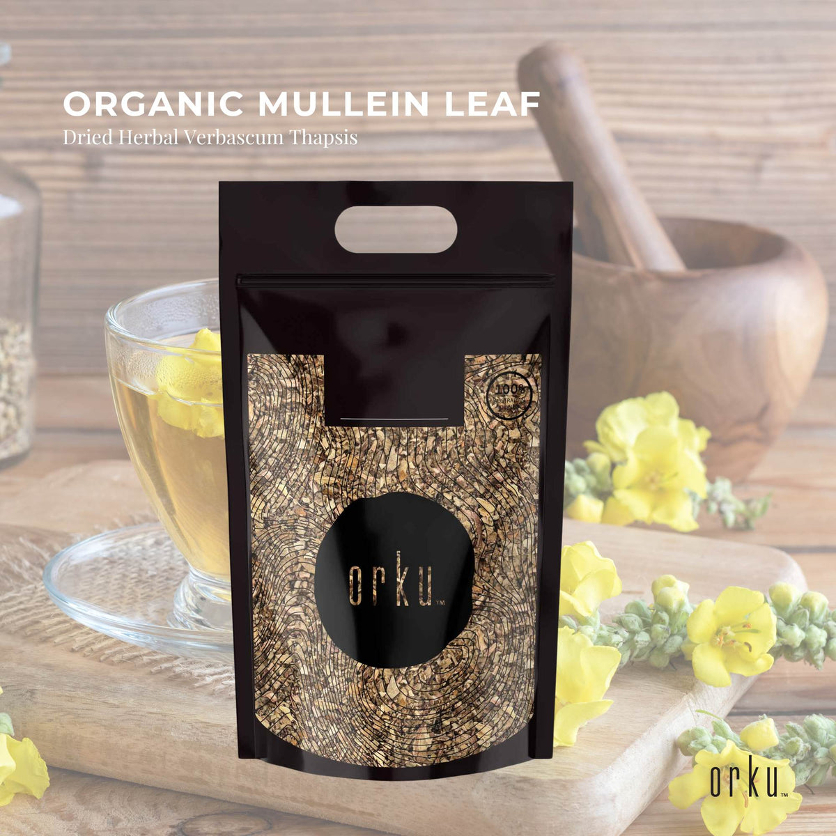 Orku Organic Mullein Leaf - Dried Herbal Botanical Verbascum Thapsis-1