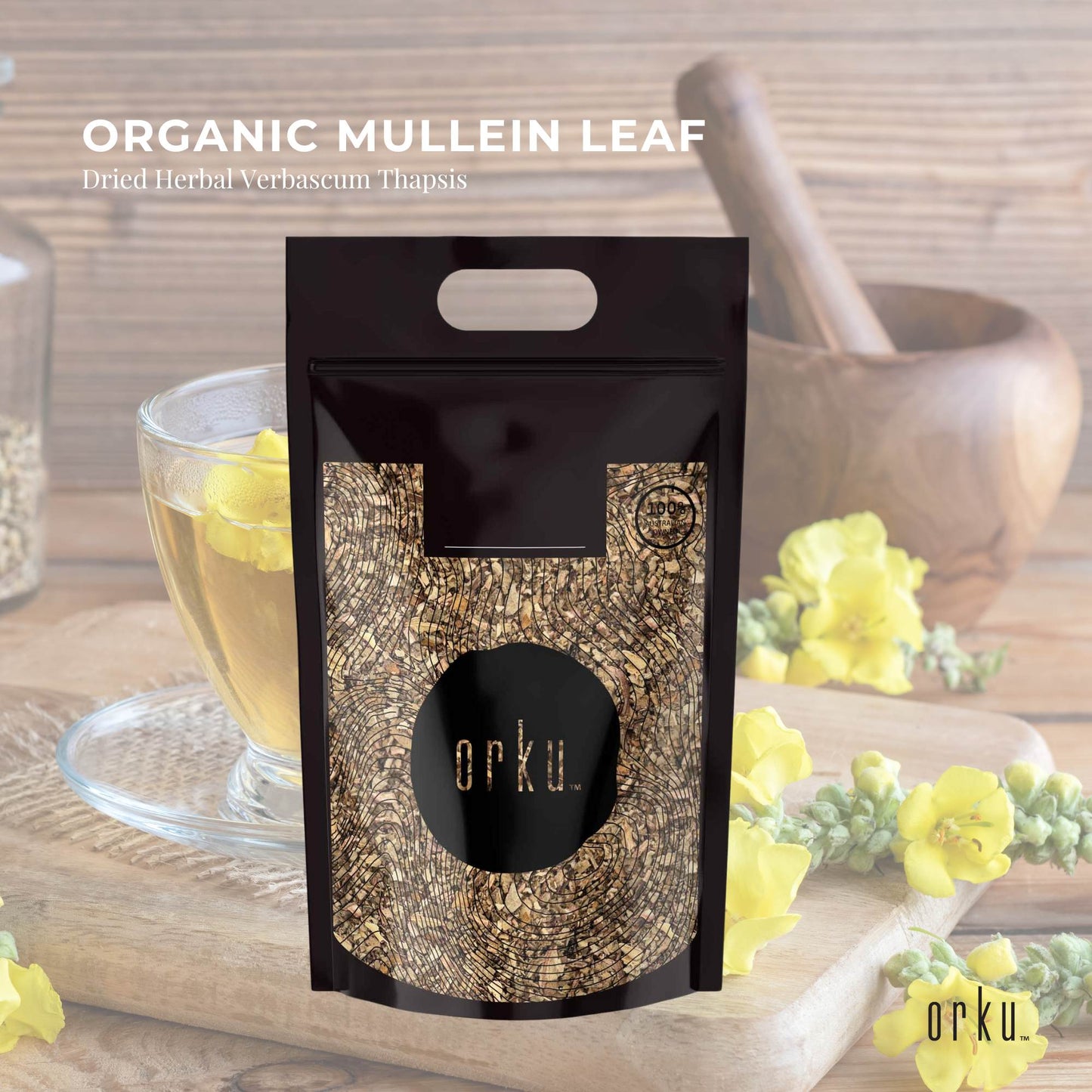 Orku 400g Organic Mullein Leaf - Dried Herbal Botanical Verbascum Thapsis-1