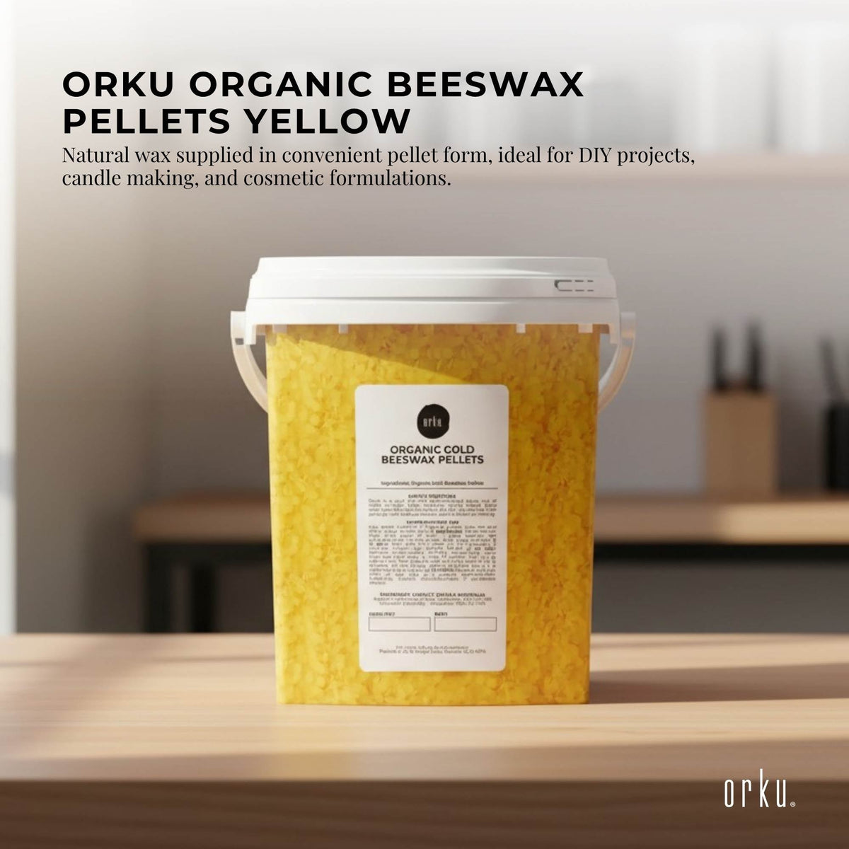 Orku 500g Organic Beeswax Pellets Yellow Tub - Cosmetic Grade Bees Wax Pastilles-2