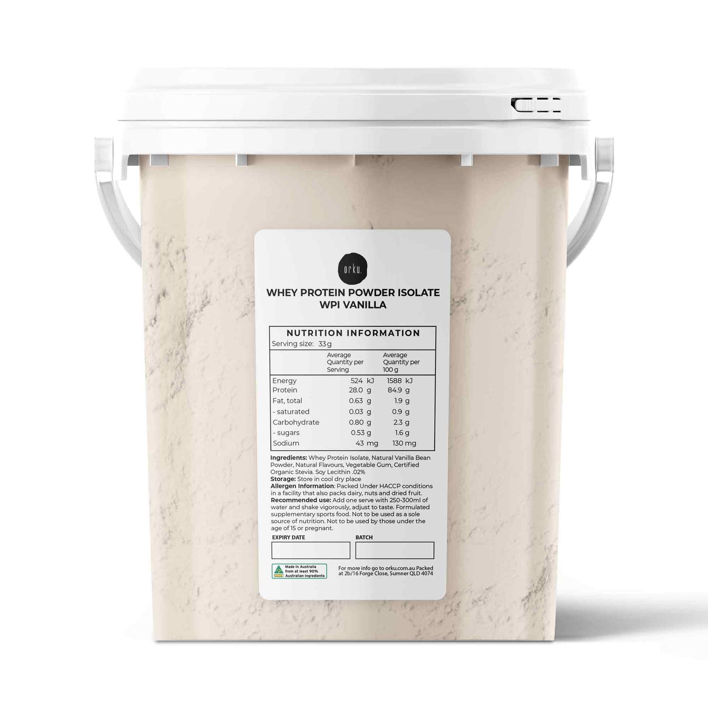 Orku 500g WPI Whey Protein Isolate Powder - Vanilla Tub | Sports Food-0