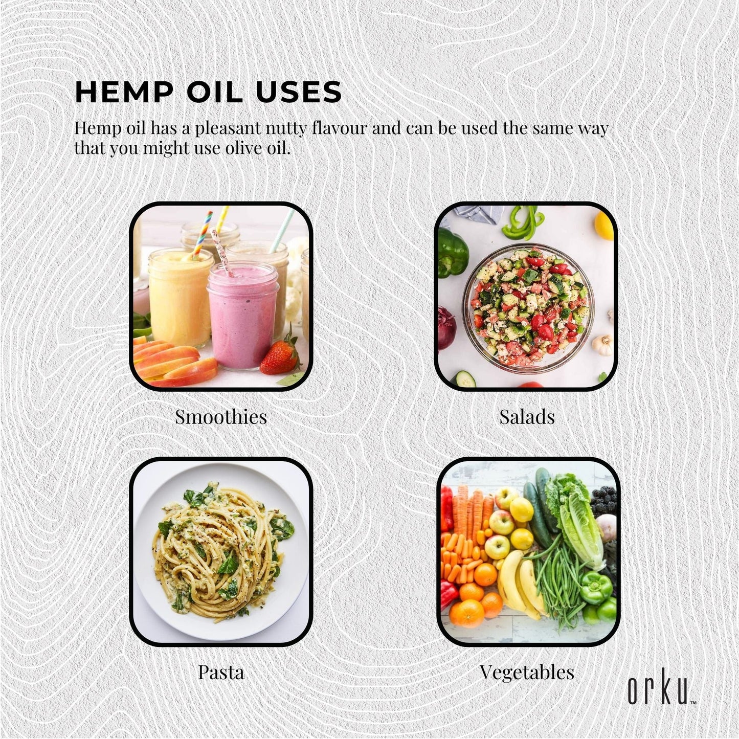Orku 500ml Organic Hemp Seed Oil - Cold Pressed Food Grade Oils-4