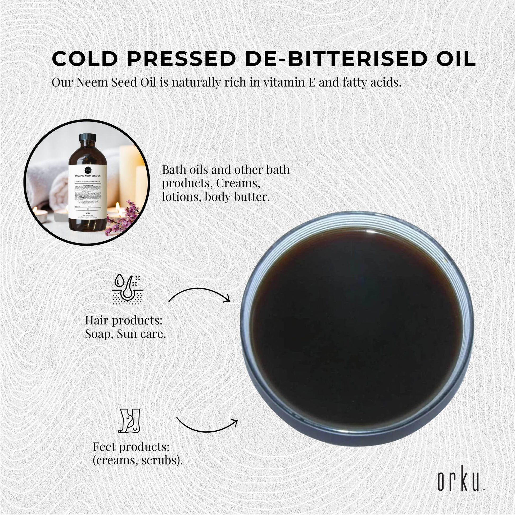 Orku 500ml Organic Neem Seed Oil Debitterised Cold Pressed Azadirachtin Indica-4