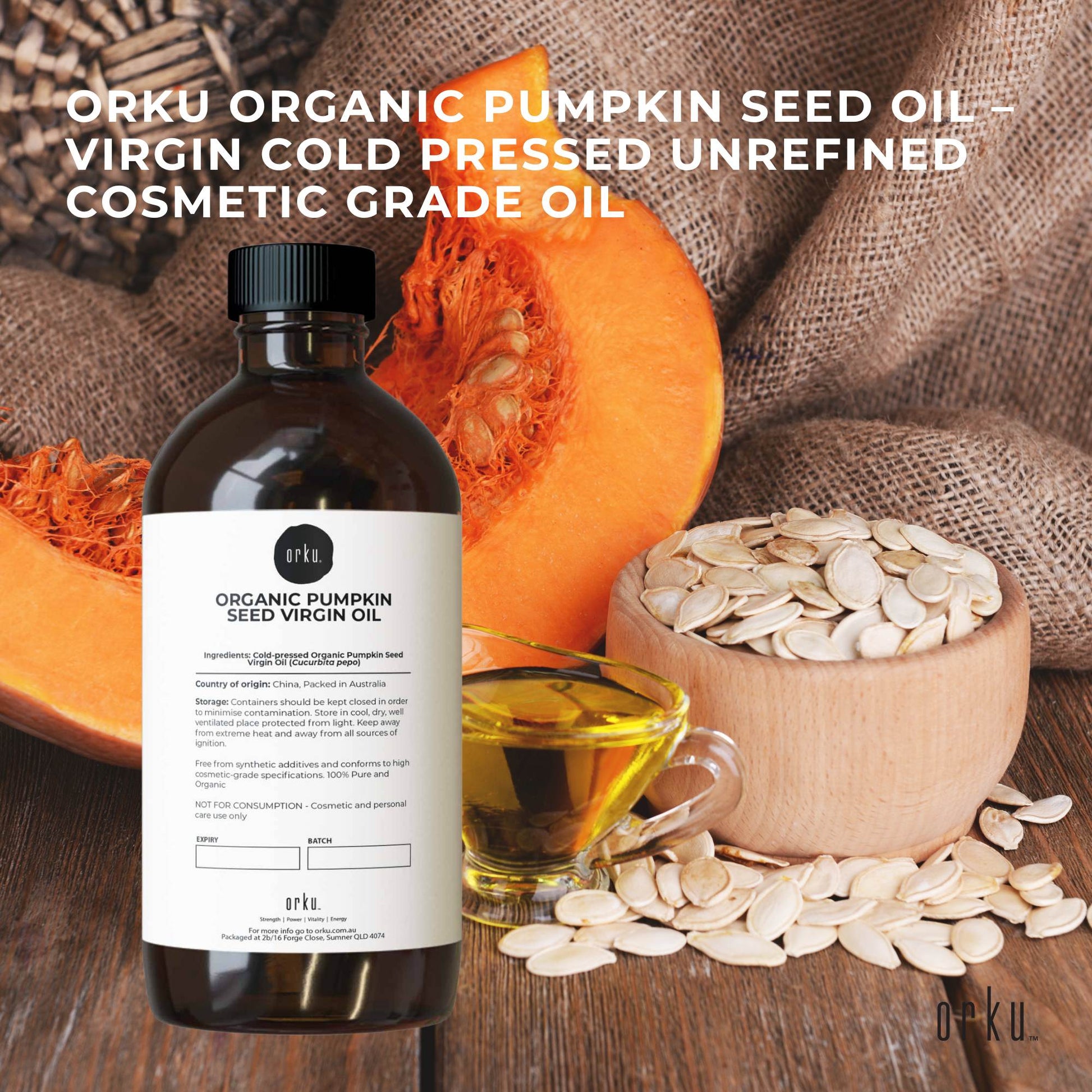 Orku 500ml Organic Pumpkin Seed Oil – Virgin Cold Pressed Unrefined Cosmetic Gr.-1