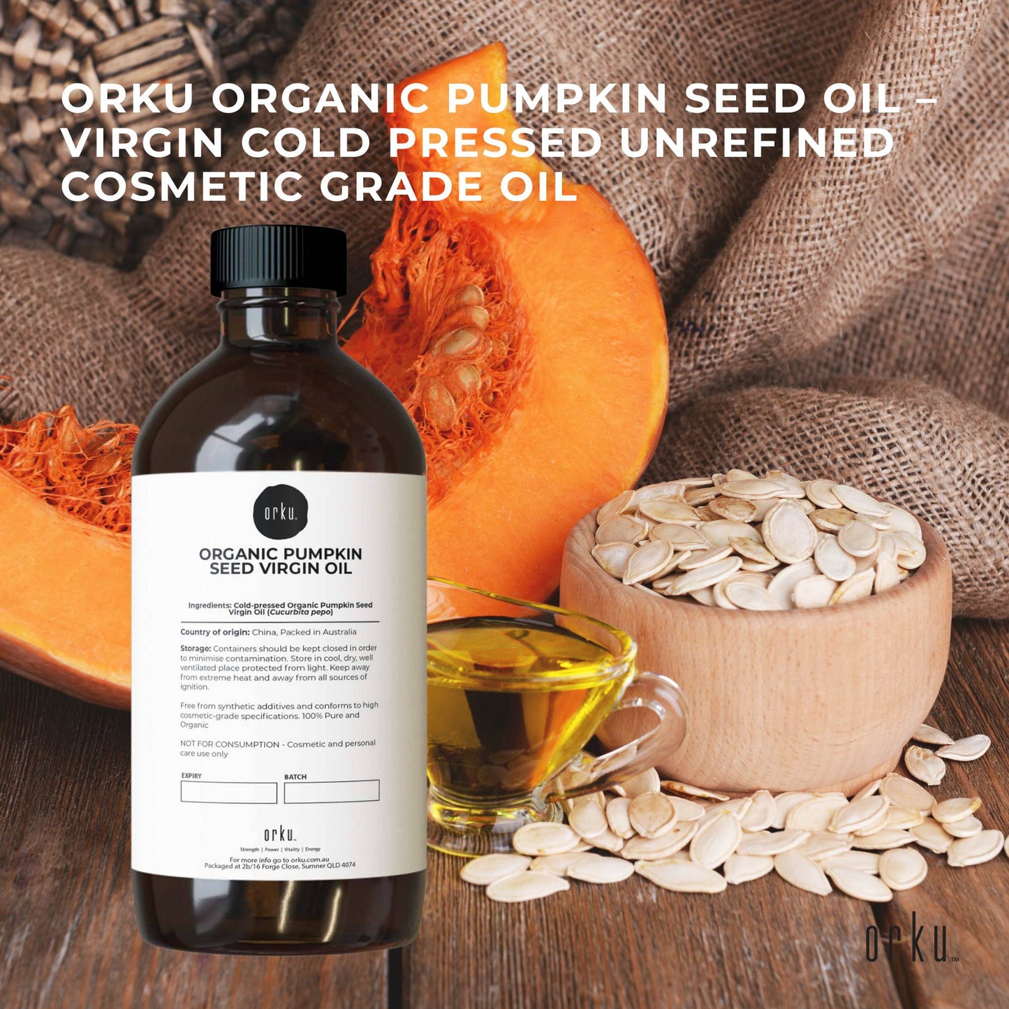 Orku 500ml Organic Pumpkin Seed Virgin Oil Cold Pressed Cosmetic Grade-1