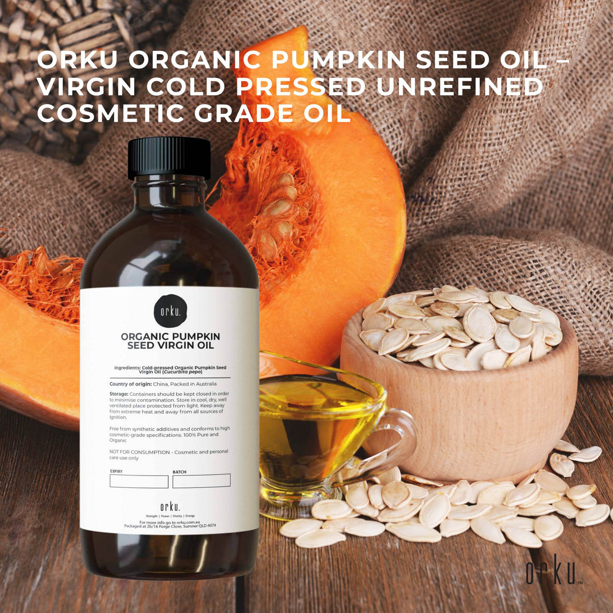 Orku 500ml Organic Pumpkin Seed Virgin Oil Cold Pressed Cosmetic Grade-1