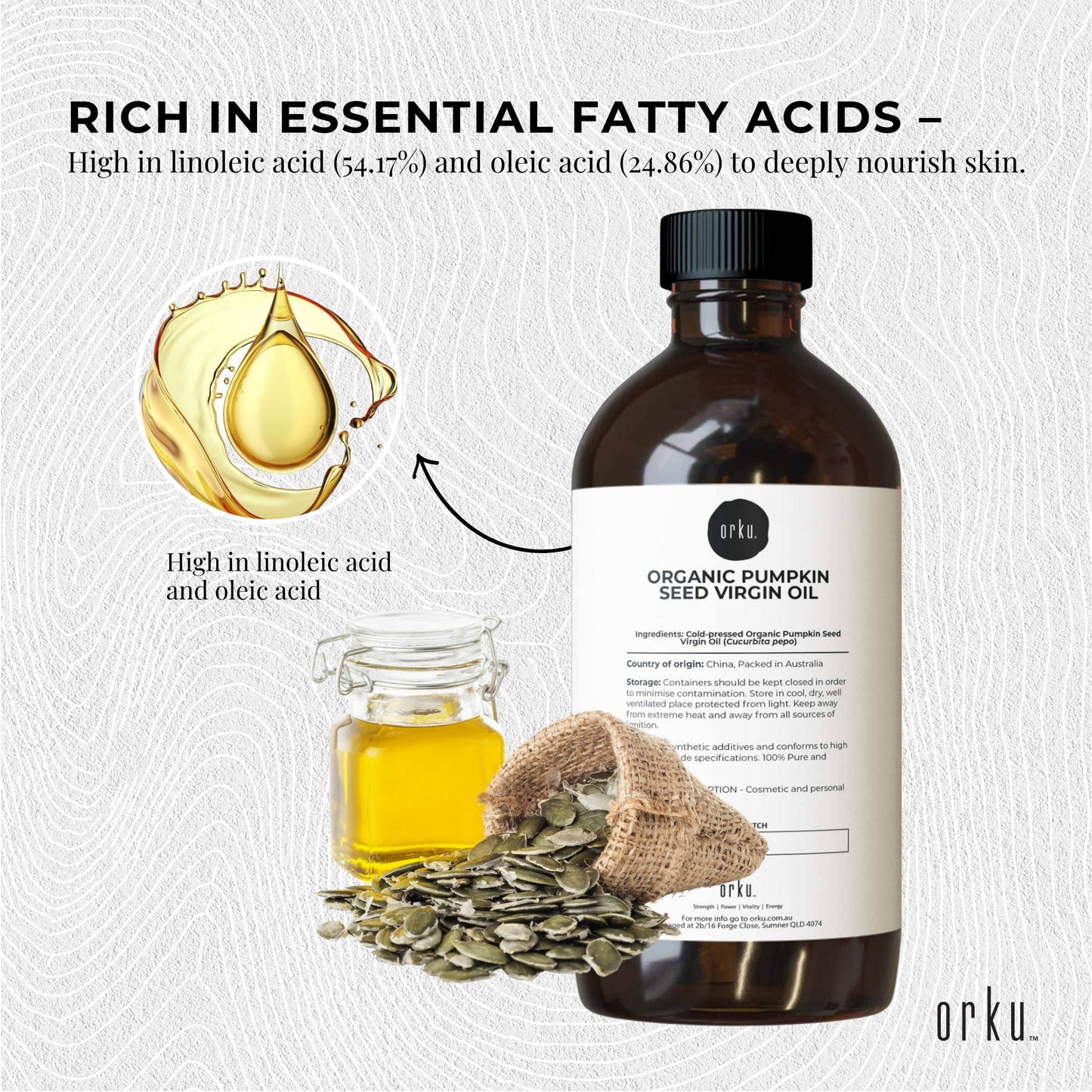 Orku 500ml Organic Pumpkin Seed Virgin Oil Cold Pressed Cosmetic Grade-3