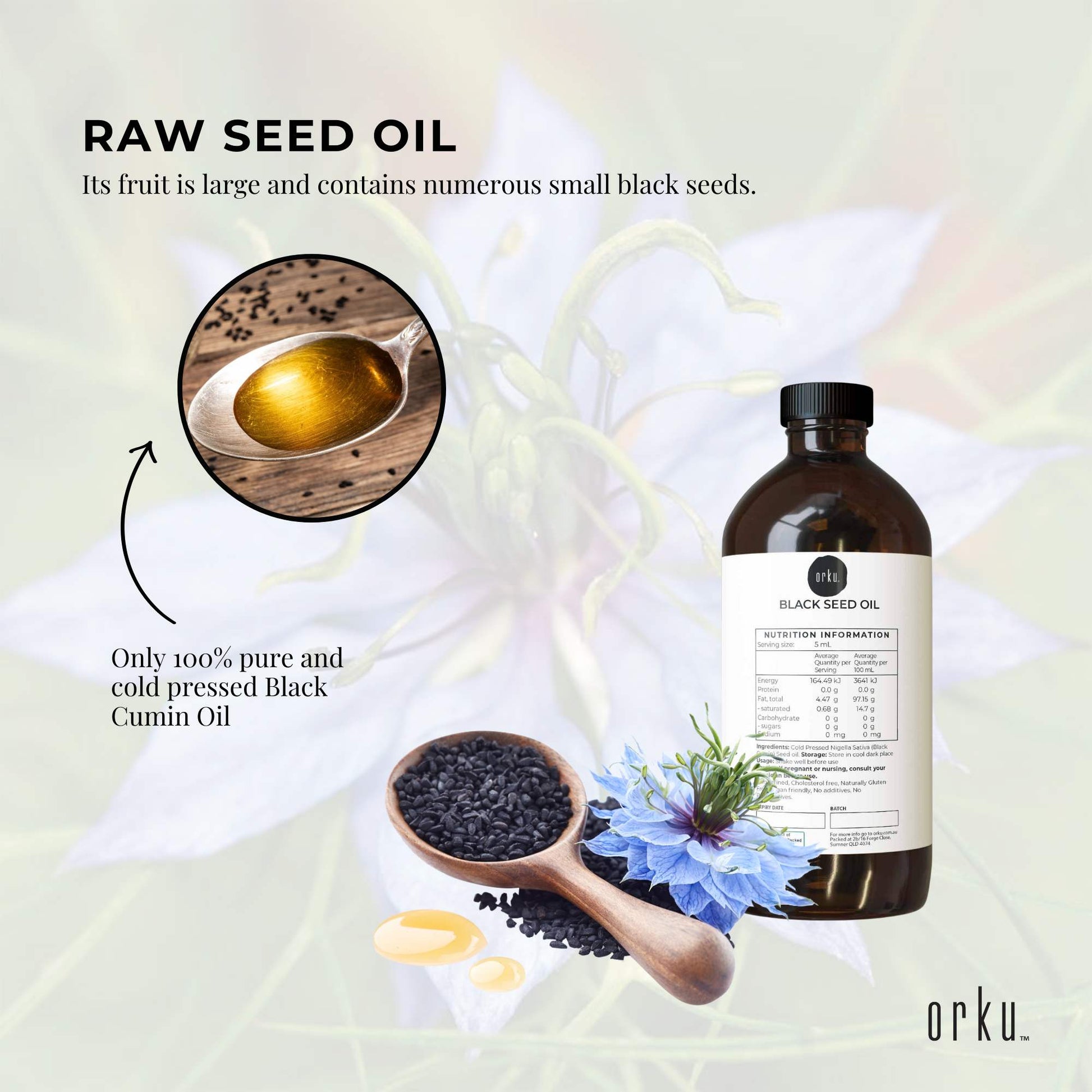 Orku 500ml Pure Black Seed Oil Cold Pressed 100% Ethiopian Nigella Sativa Cumin-3