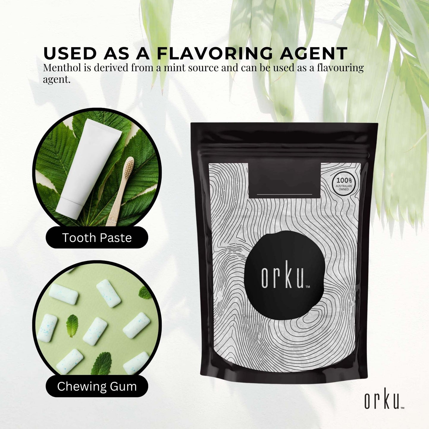 Orku 50g Menthol Crystals - USP Grade L-Menthol Mint Flakes C10H200-3