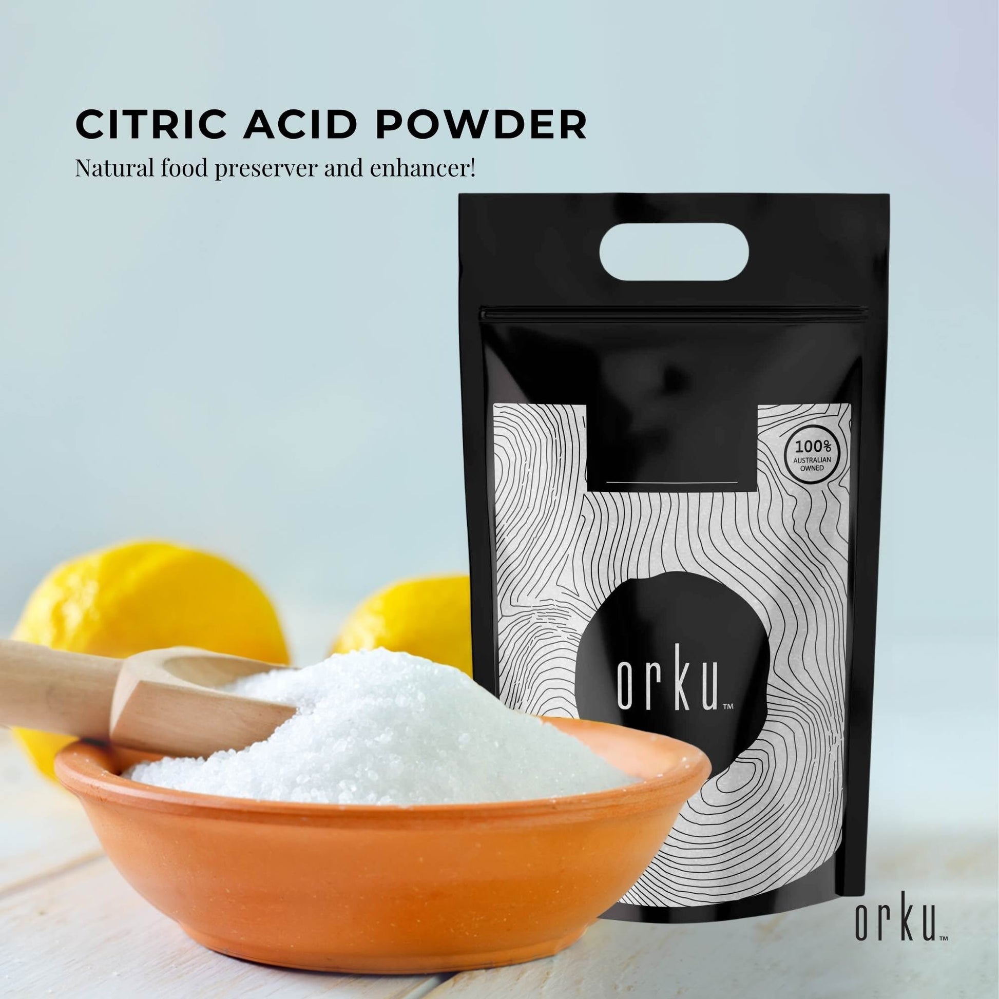 Orku 5Kg Citric Acid Powder - Food Grade Non GMO Anhydrous Preservative E330-1