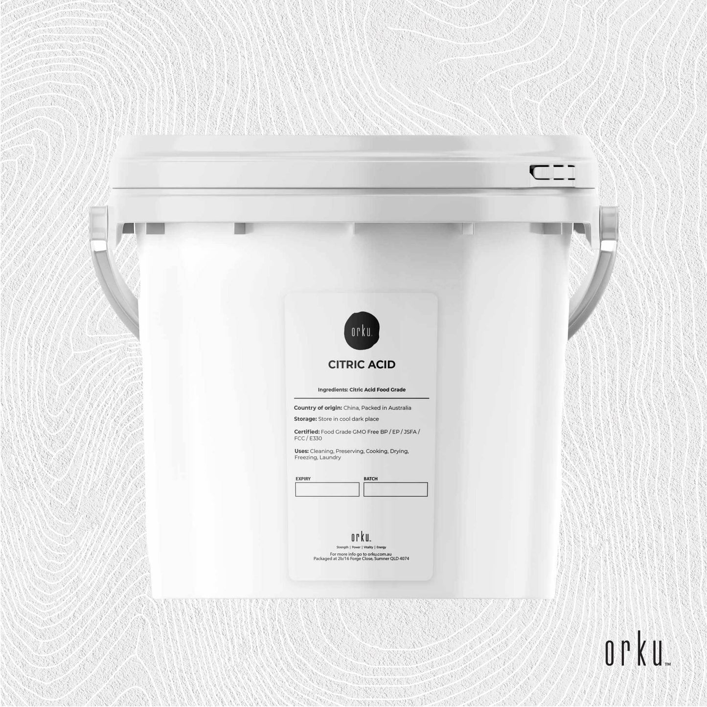 Orku 5Kg Citric Acid Powder Tub - Food Grade Non GMO Preservative E330-2