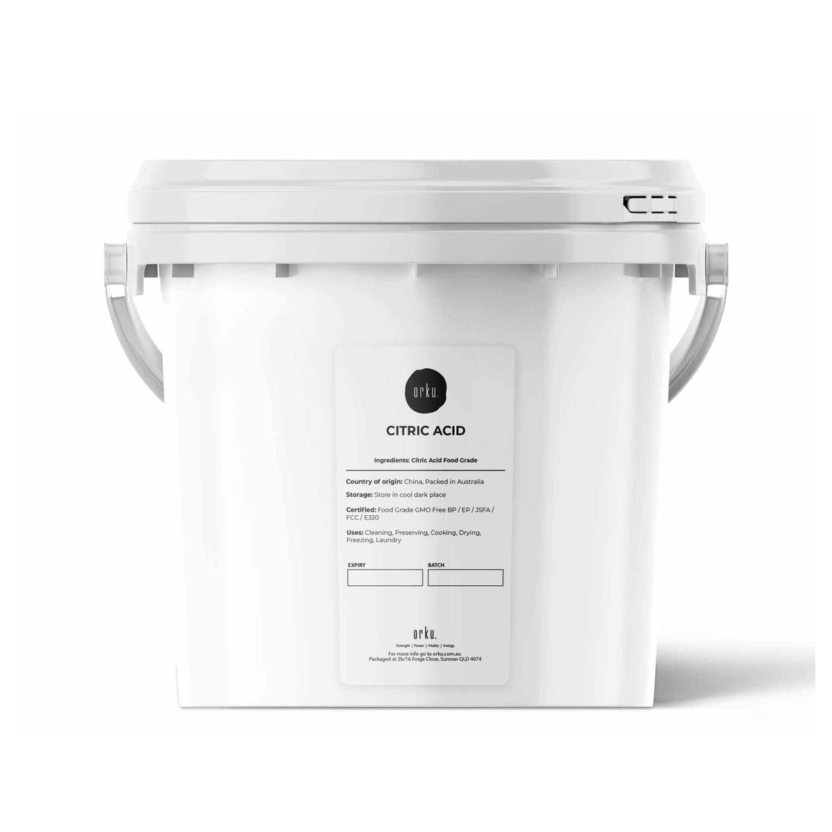 Orku 5Kg Citric Acid Powder Tub - Food Grade Non GMO Preservative E330-0