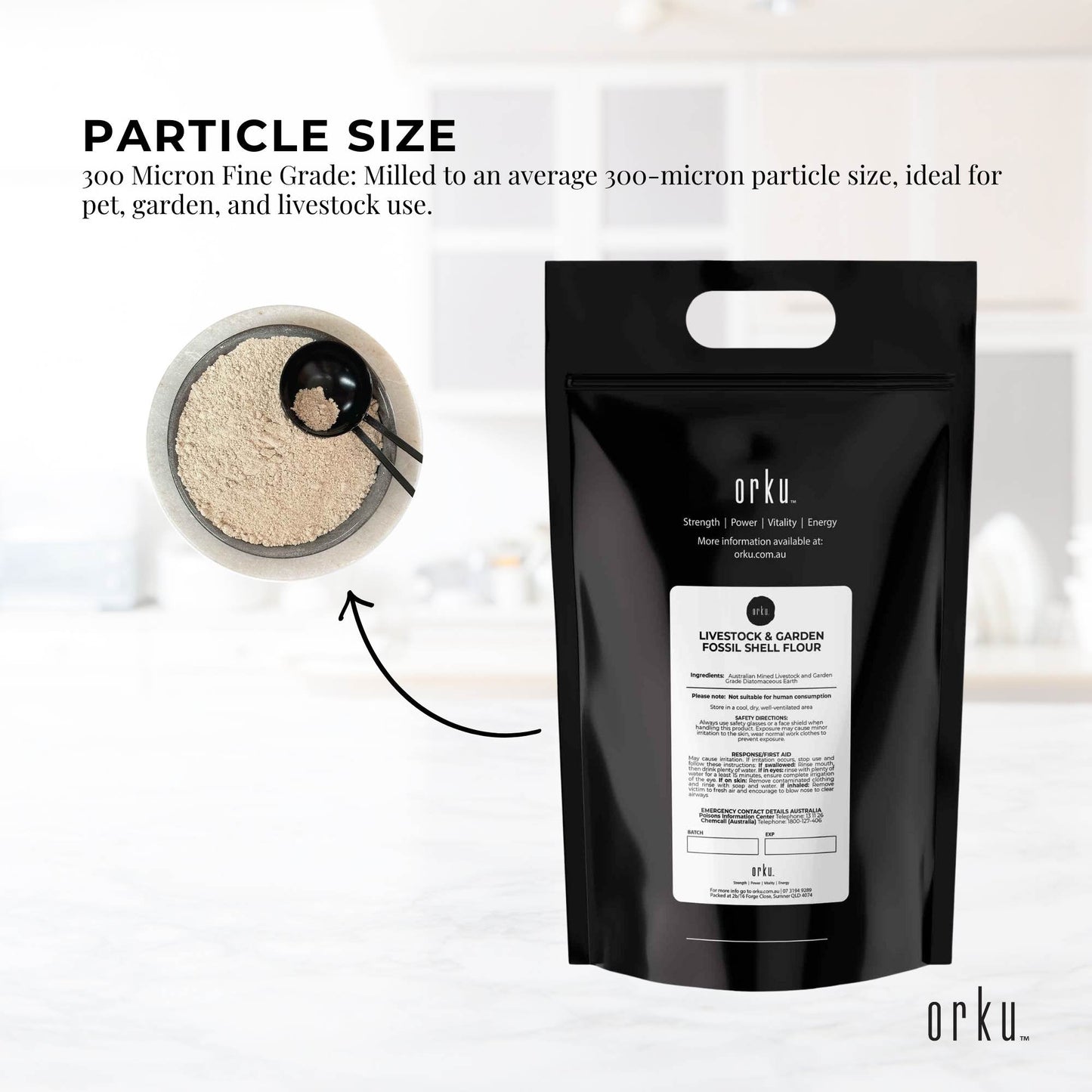 Orku 20Kg Fossil Shell Flour - Livestock Garden Diatomaceous Earth Bulk-2
