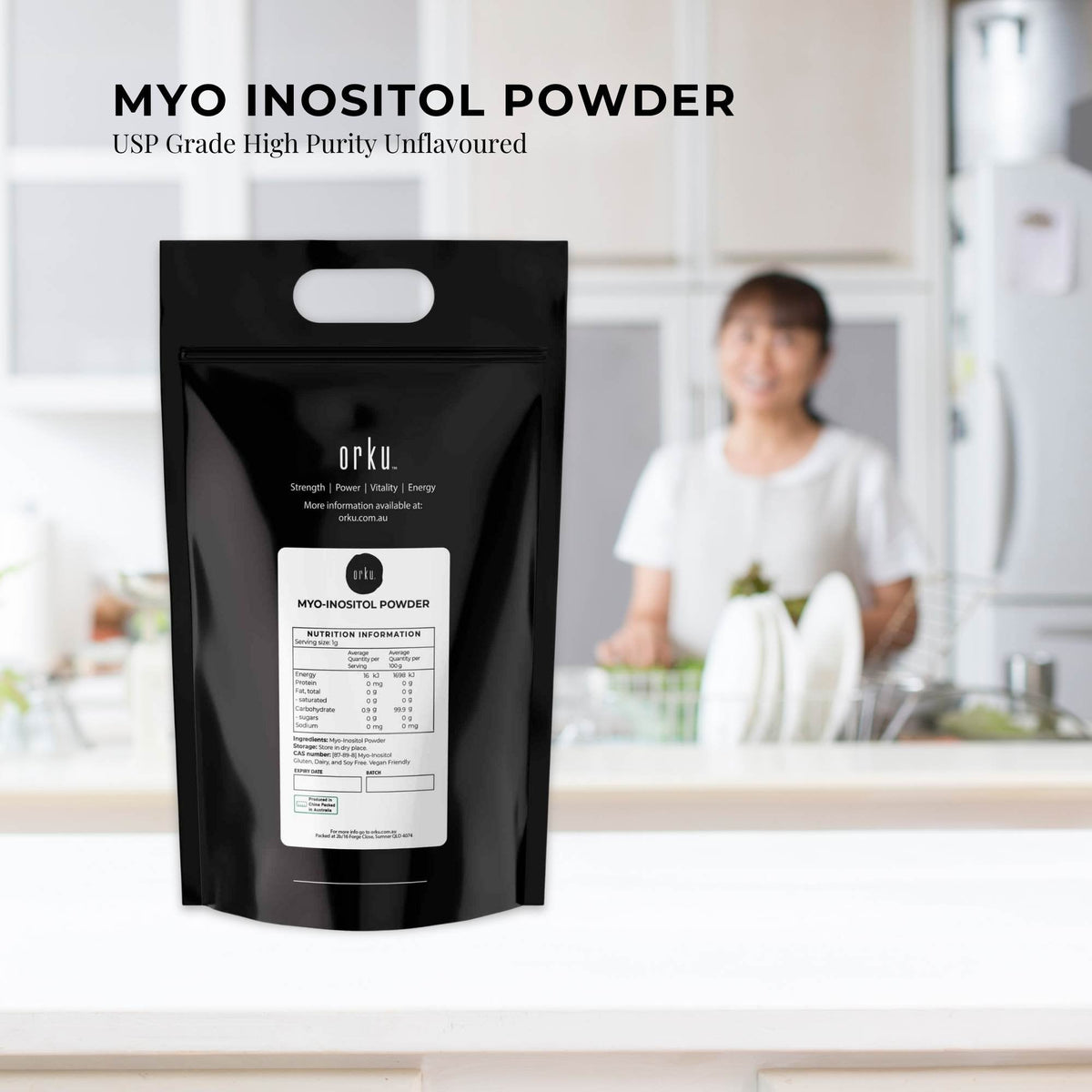 Orku 20Kg Myo Inositol Powder - USP Grade High Purity Unflavoured-1