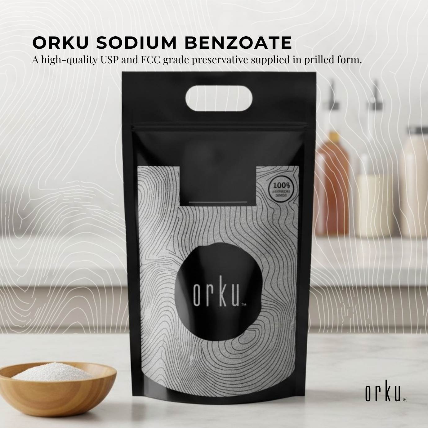 Orku 5Kg Sodium Benzoate USP/FCC Grade Prills – E211 Preservative CAS 532-32-1-1