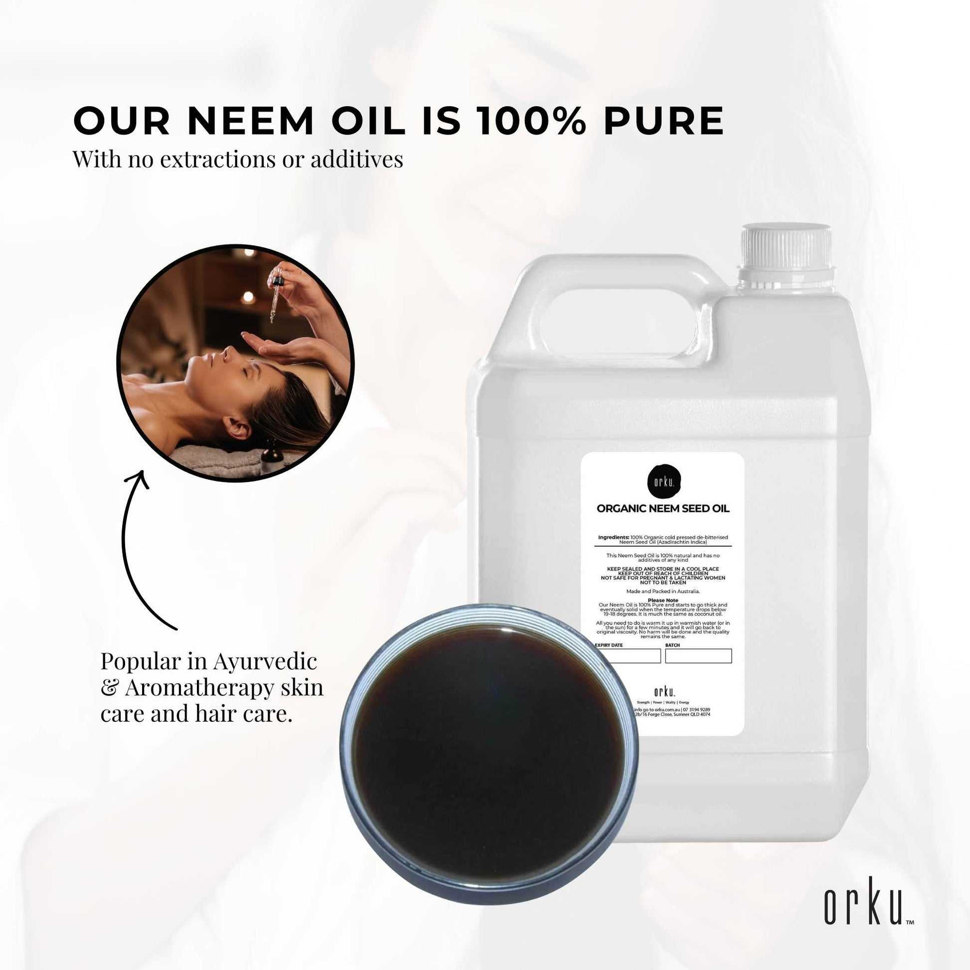 Orku 5L Organic Neem Seed Oil - Debitterised Cold Pressed Azadirachtin Indica-3