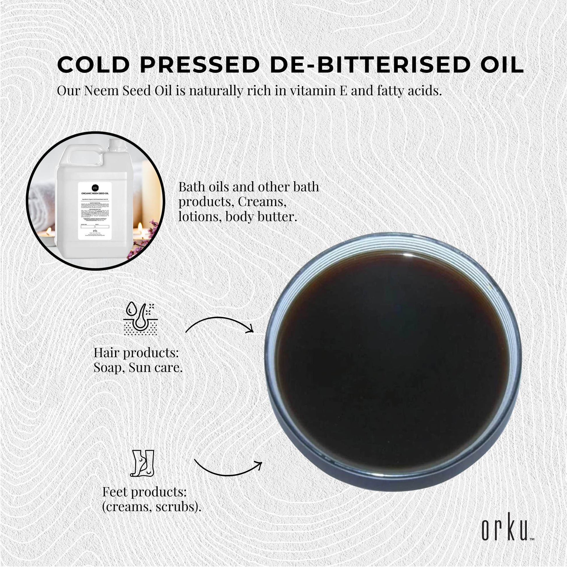 Orku 5L Organic Neem Seed Oil - Debitterised Cold Pressed Azadirachtin Indica-4