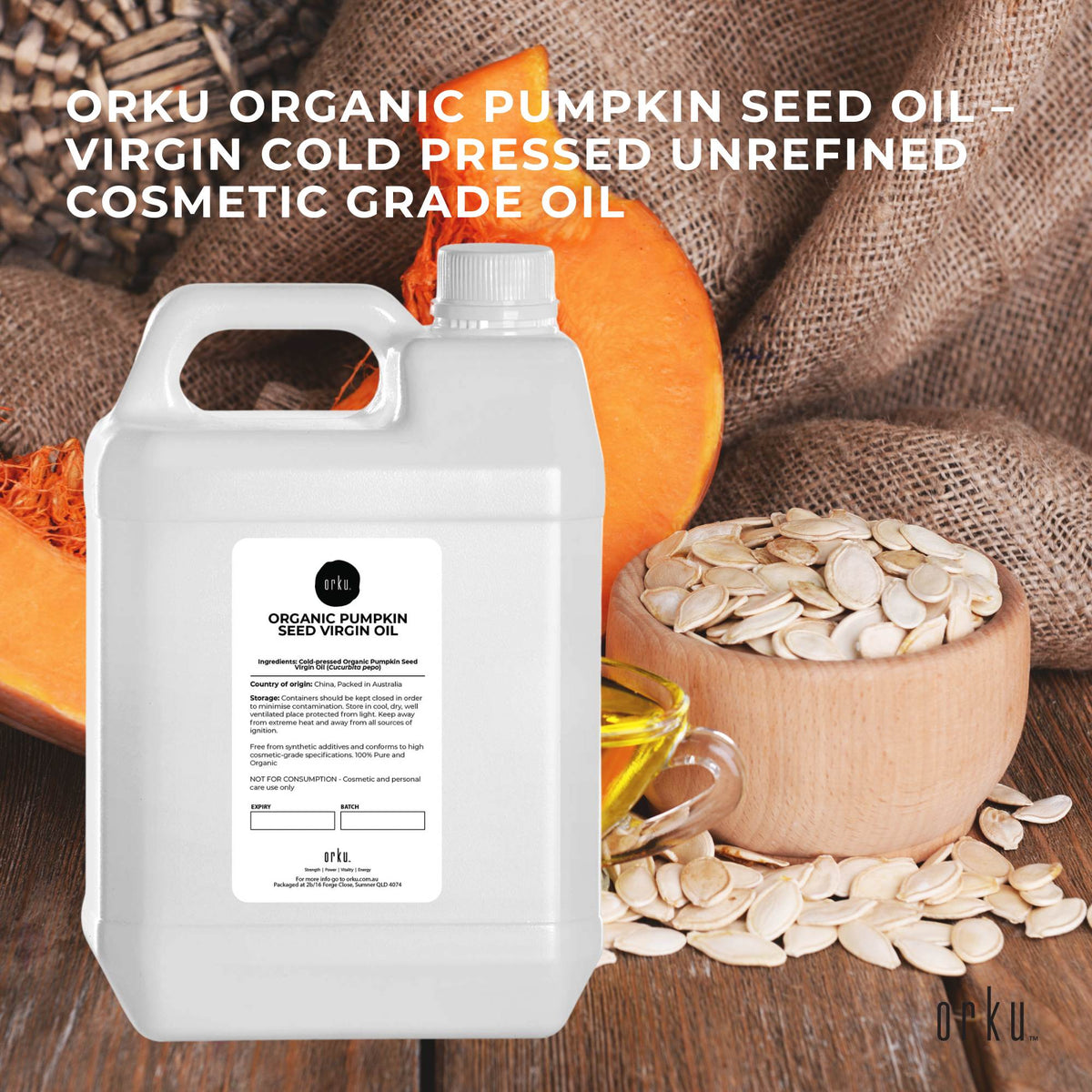 Orku 5L Organic Pumpkin Seed Virgin Oil Cold Pressed Cosmetic Grade-1