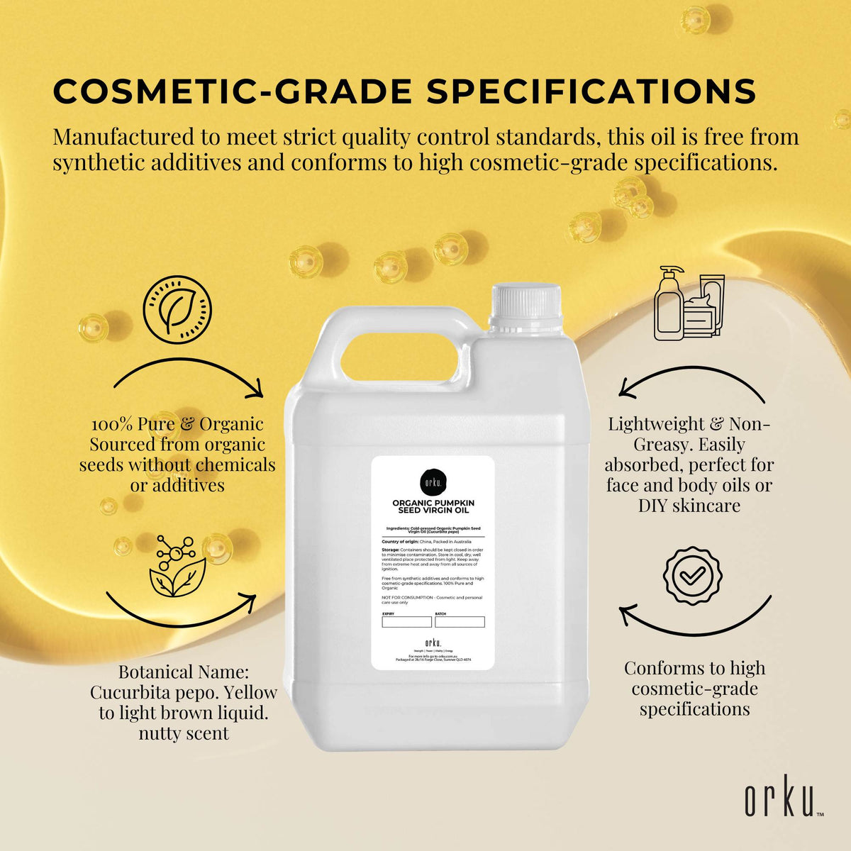 Orku 5L Organic Pumpkin Seed Virgin Oil Cold Pressed Cosmetic Grade-3