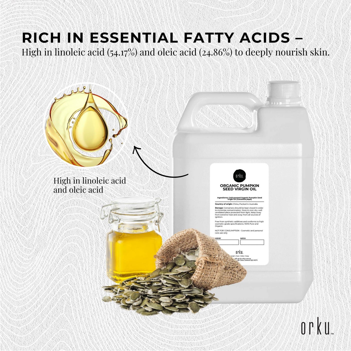 Orku 5L Organic Pumpkin Seed Virgin Oil Cold Pressed Cosmetic Grade-4