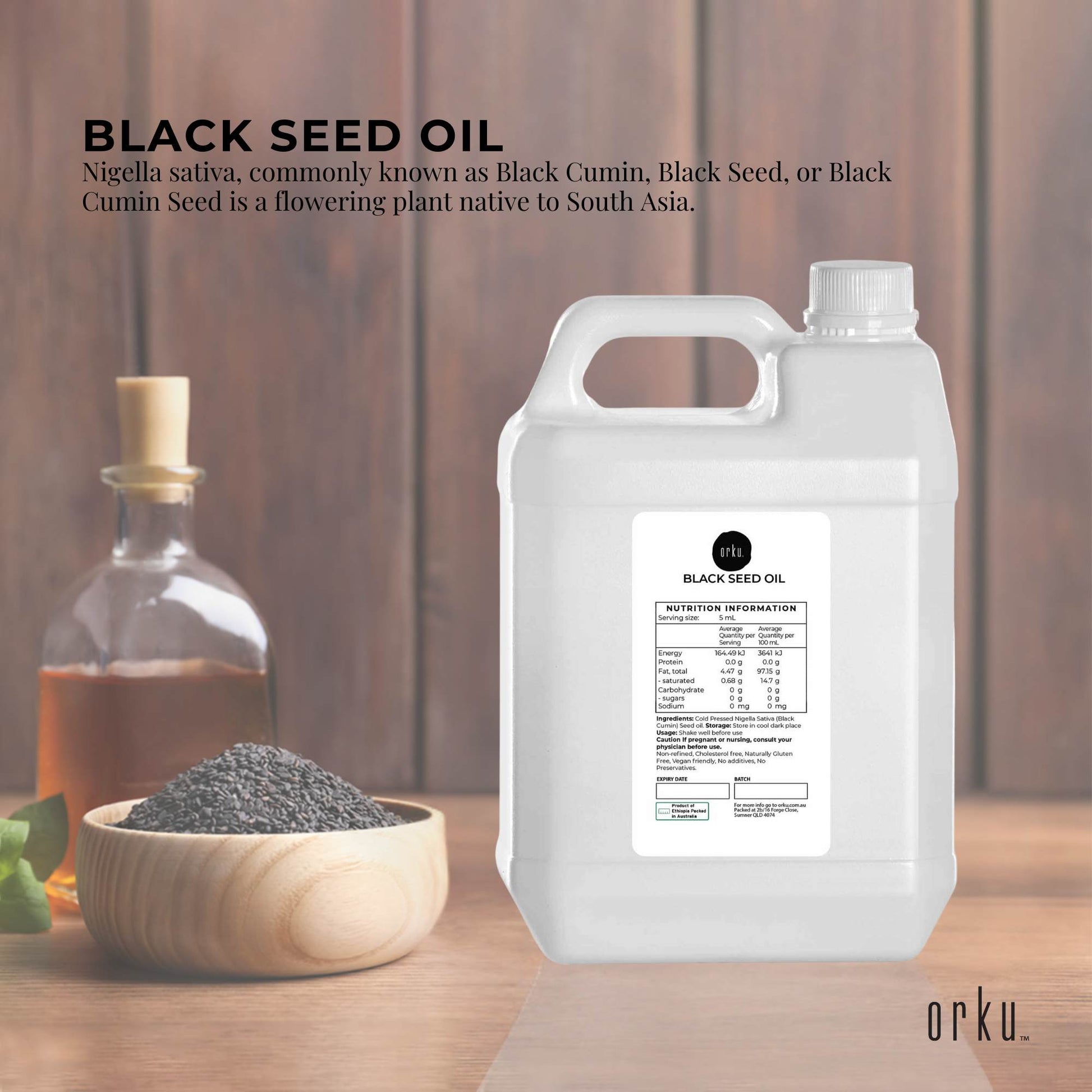 Orku 5L Pure Black Seed Oil Cold Pressed 100% Ethiopian Nigella Sativa Cumin-1