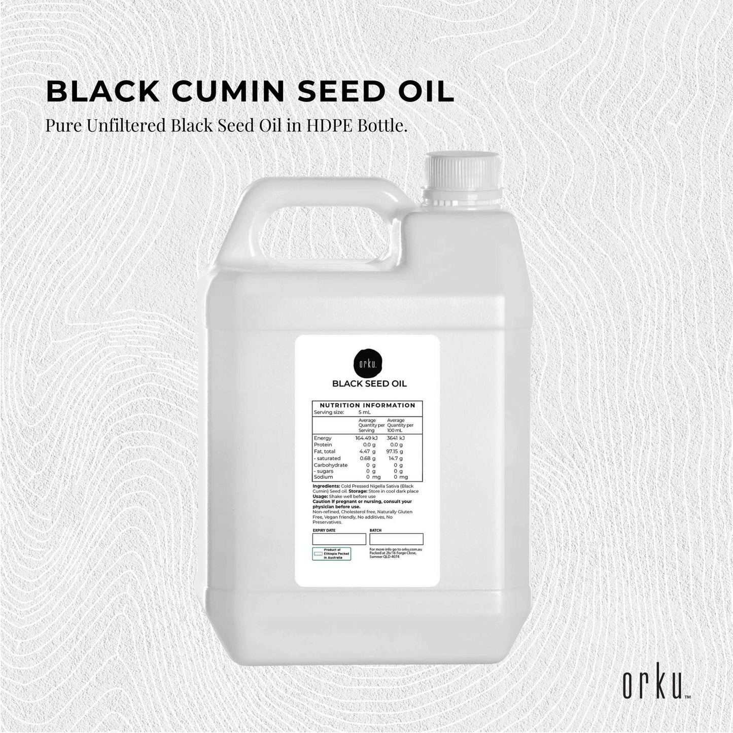 Orku 5L Pure Black Seed Oil Cold Pressed 100% Ethiopian Nigella Sativa Cumin-2